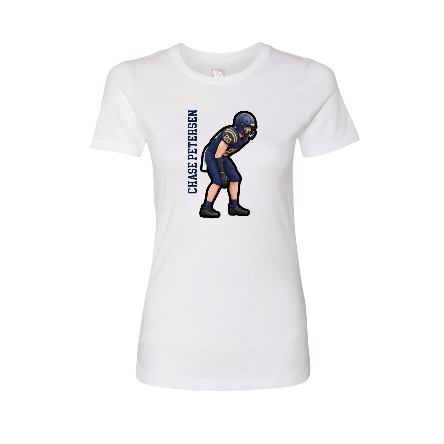 Fitted Women's Tee — Name Vertical in White