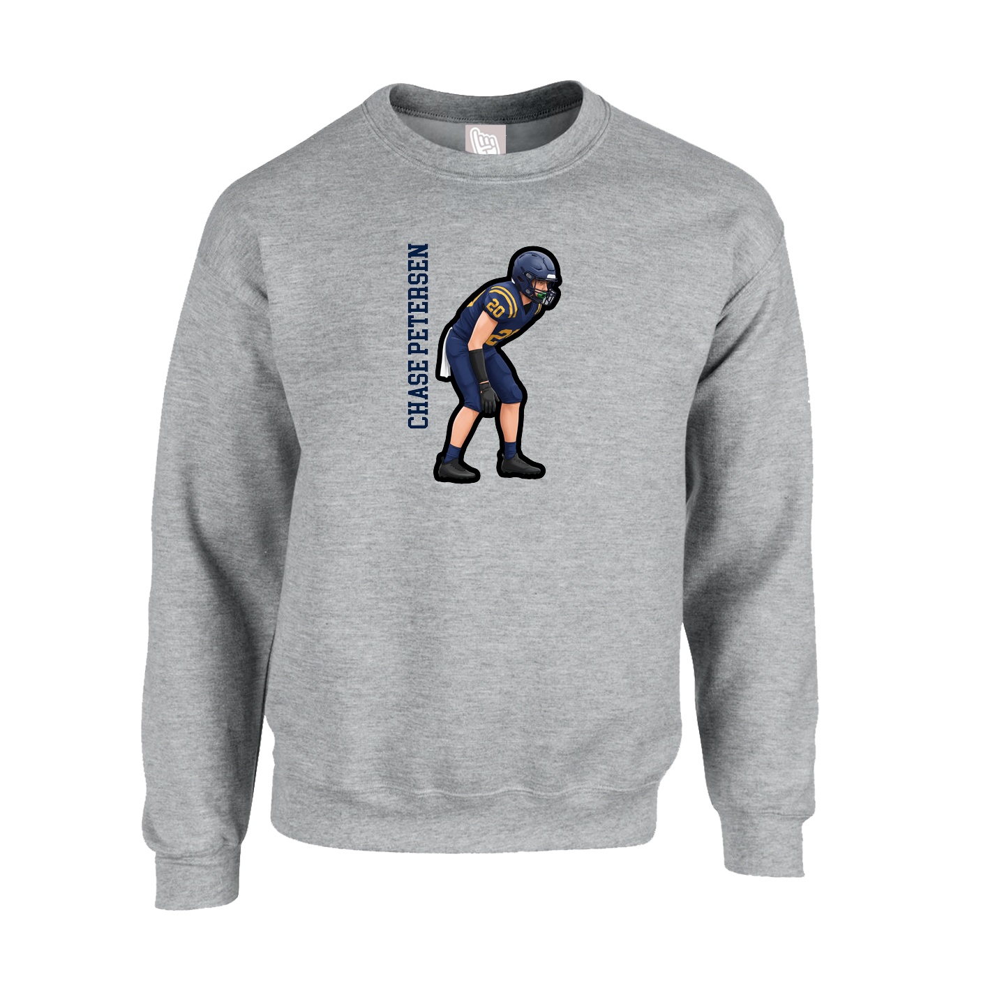 Fleece Crew — Name Vertical in Grey