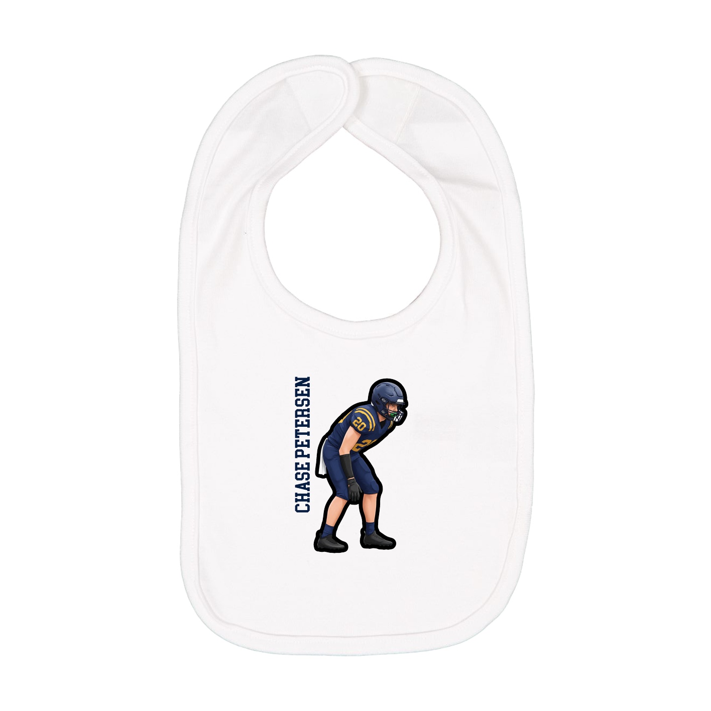 Infant Bib — Name Vertical in White