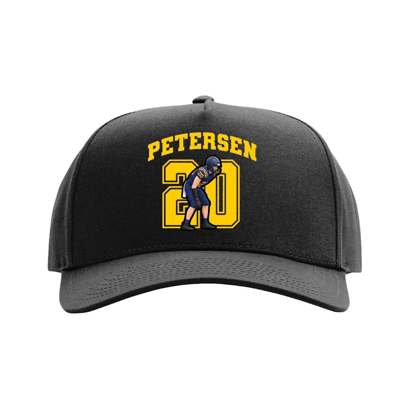 Full Fabric Five-Panel Champ Cap — Number in Black