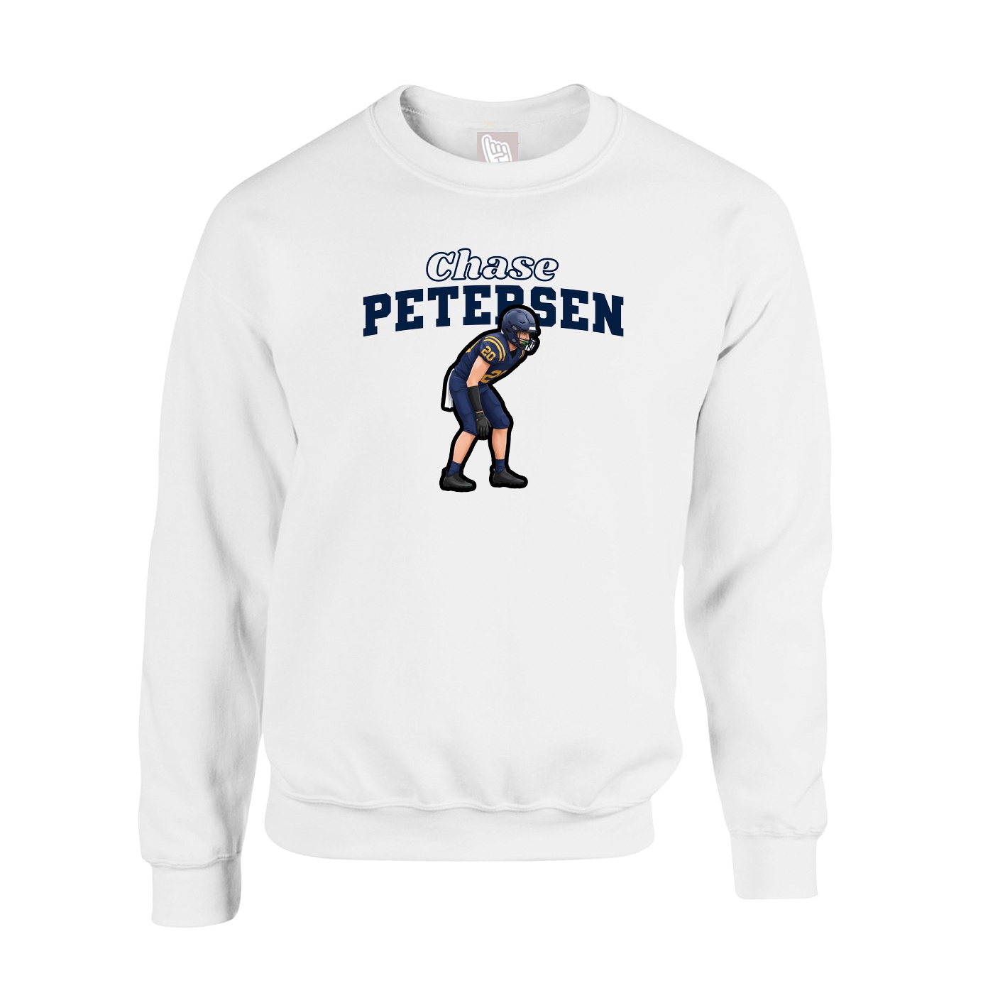 Fleece Crew — Name Arch in White