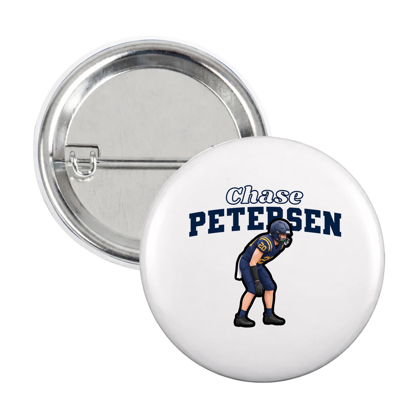 Game Day Button — Name Arch in White