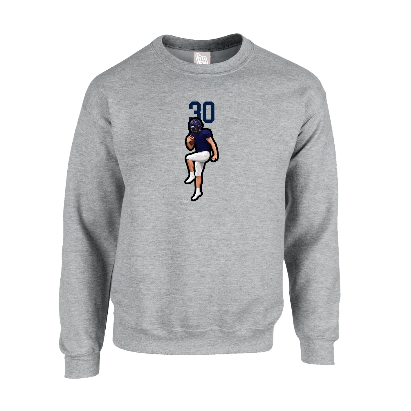 Fleece Crew — Number Top in Grey