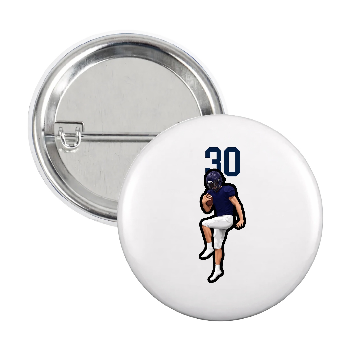 Game Day Button — Number Top in White