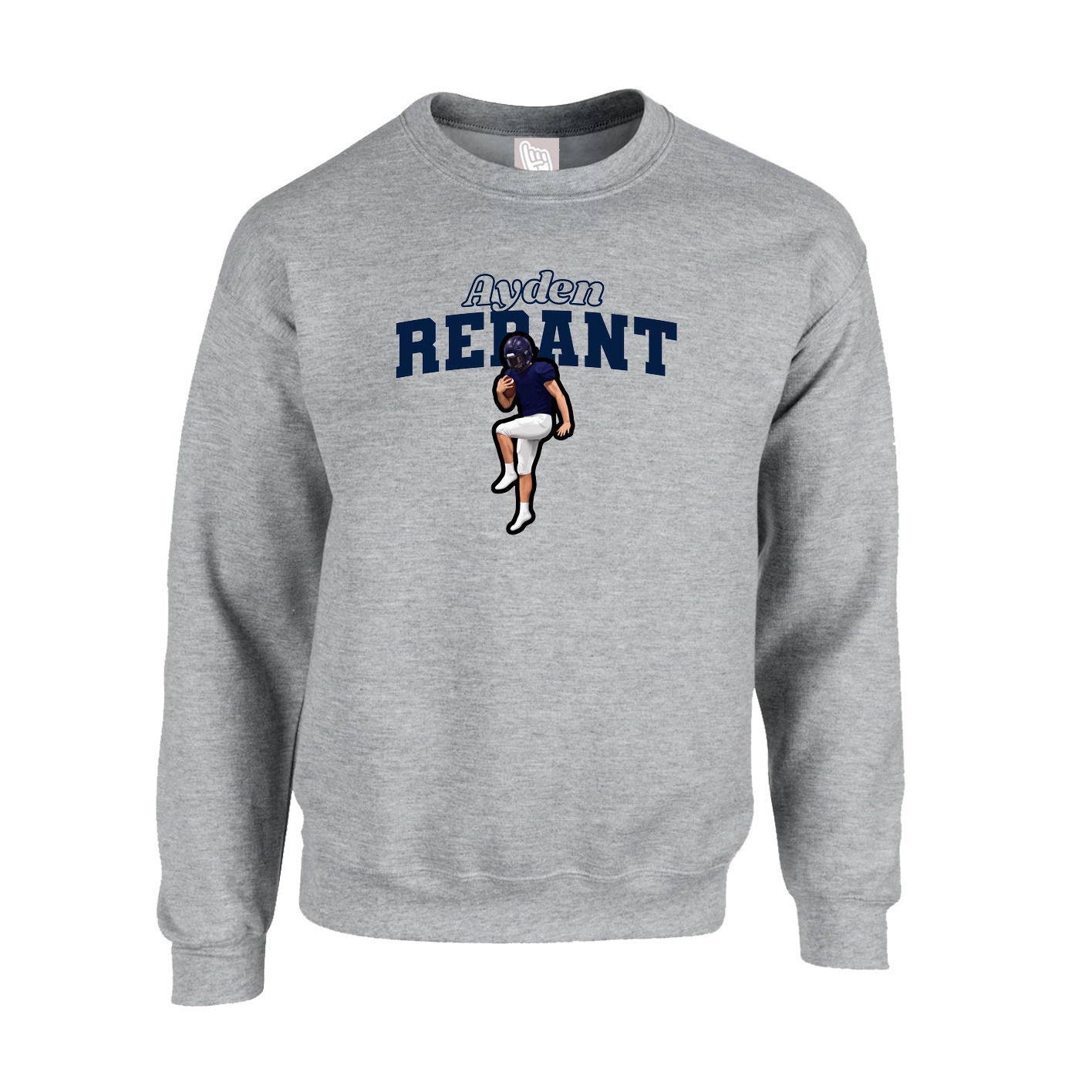Fleece Crew — Name Arch in Grey
