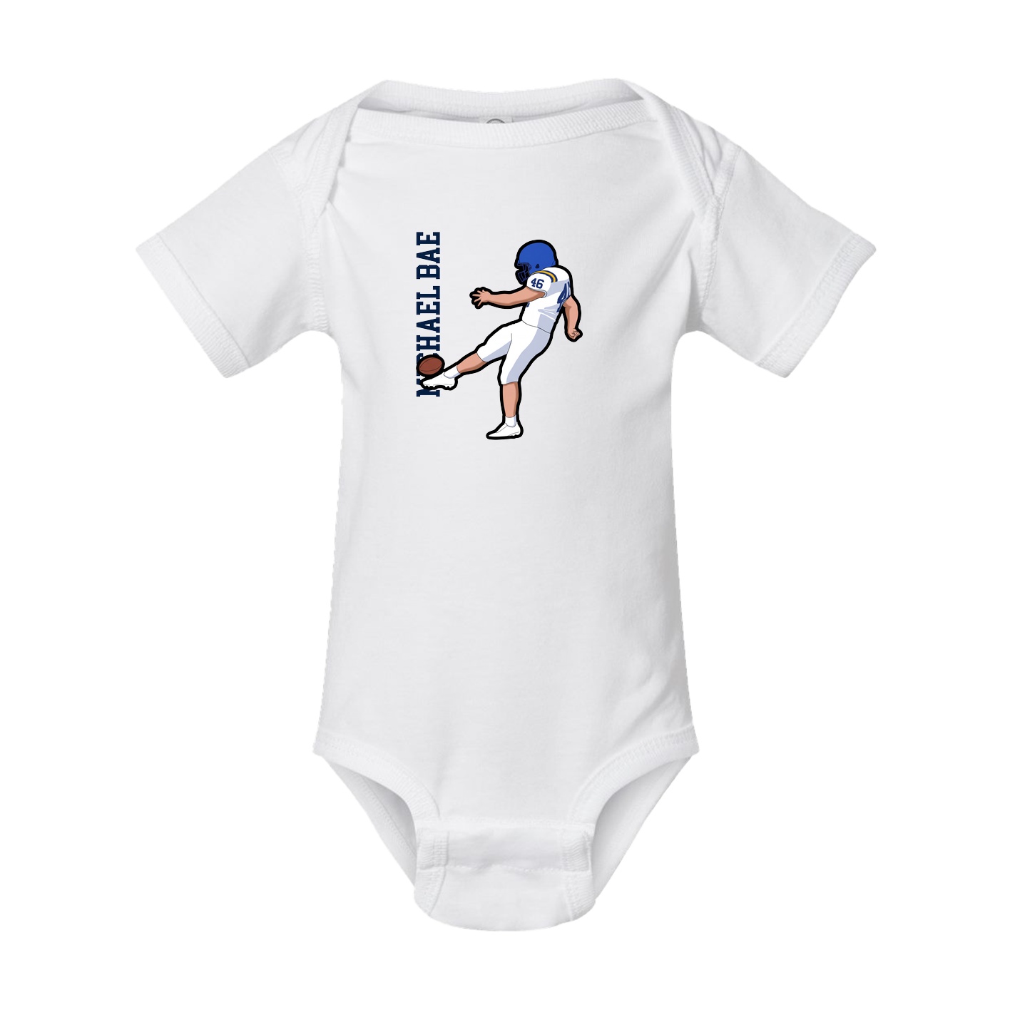 Baby Onesie — Name Vertical in White
