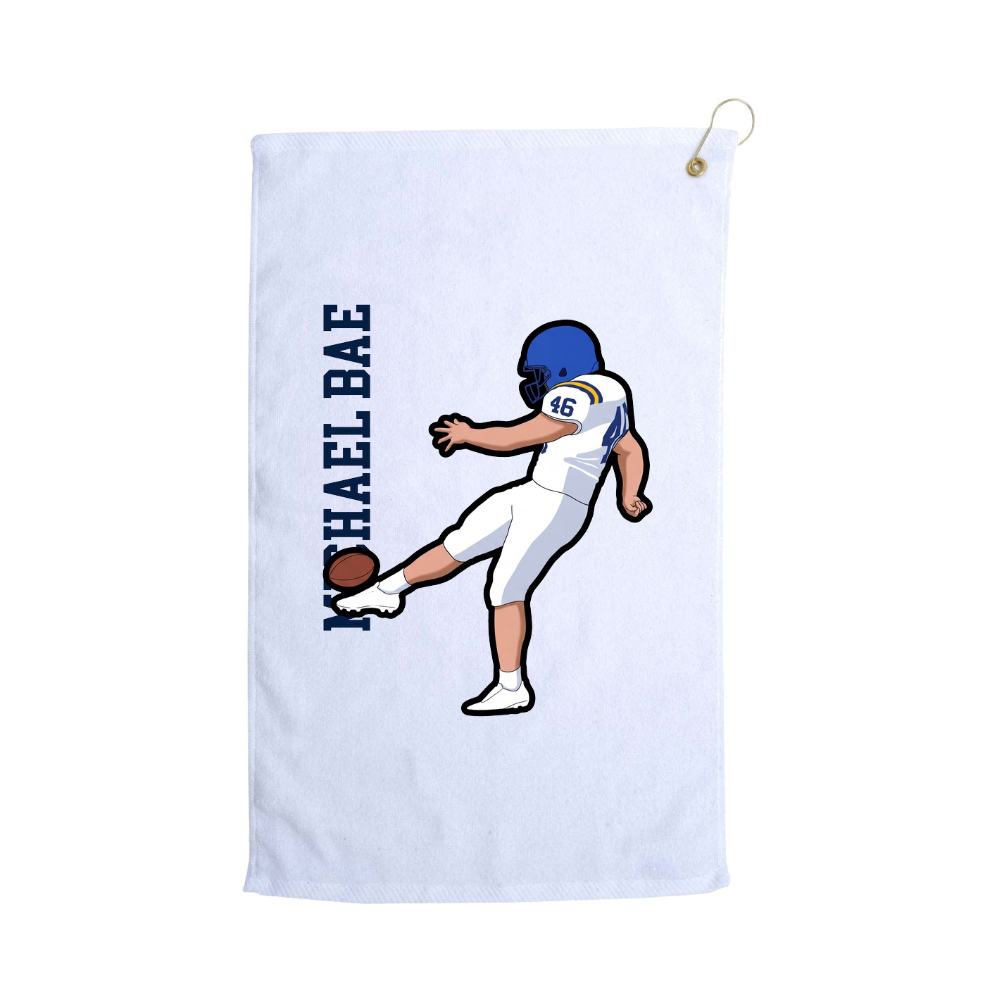 Golf Towel — Name Vertical in White