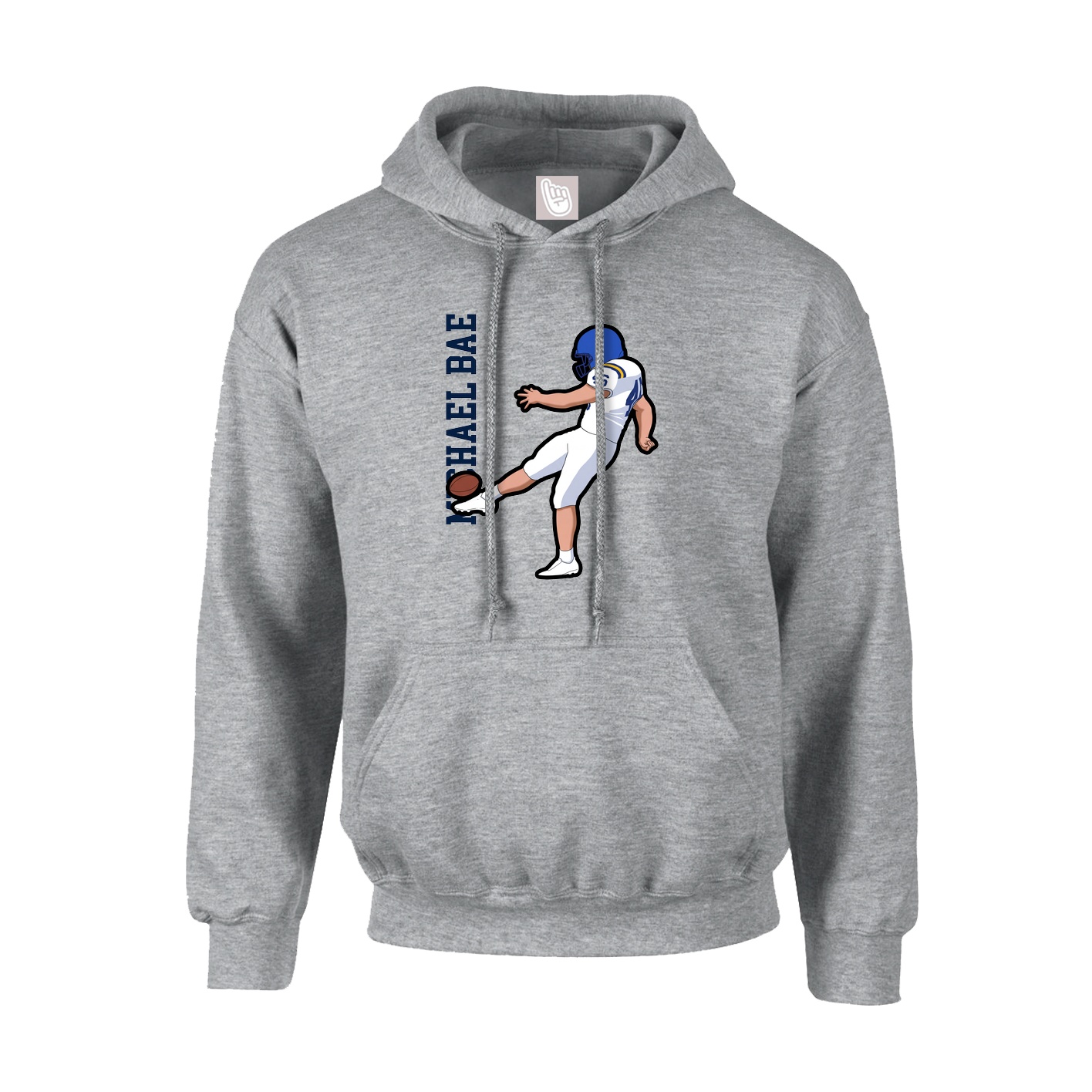 Hoodie — Name Vertical in Grey