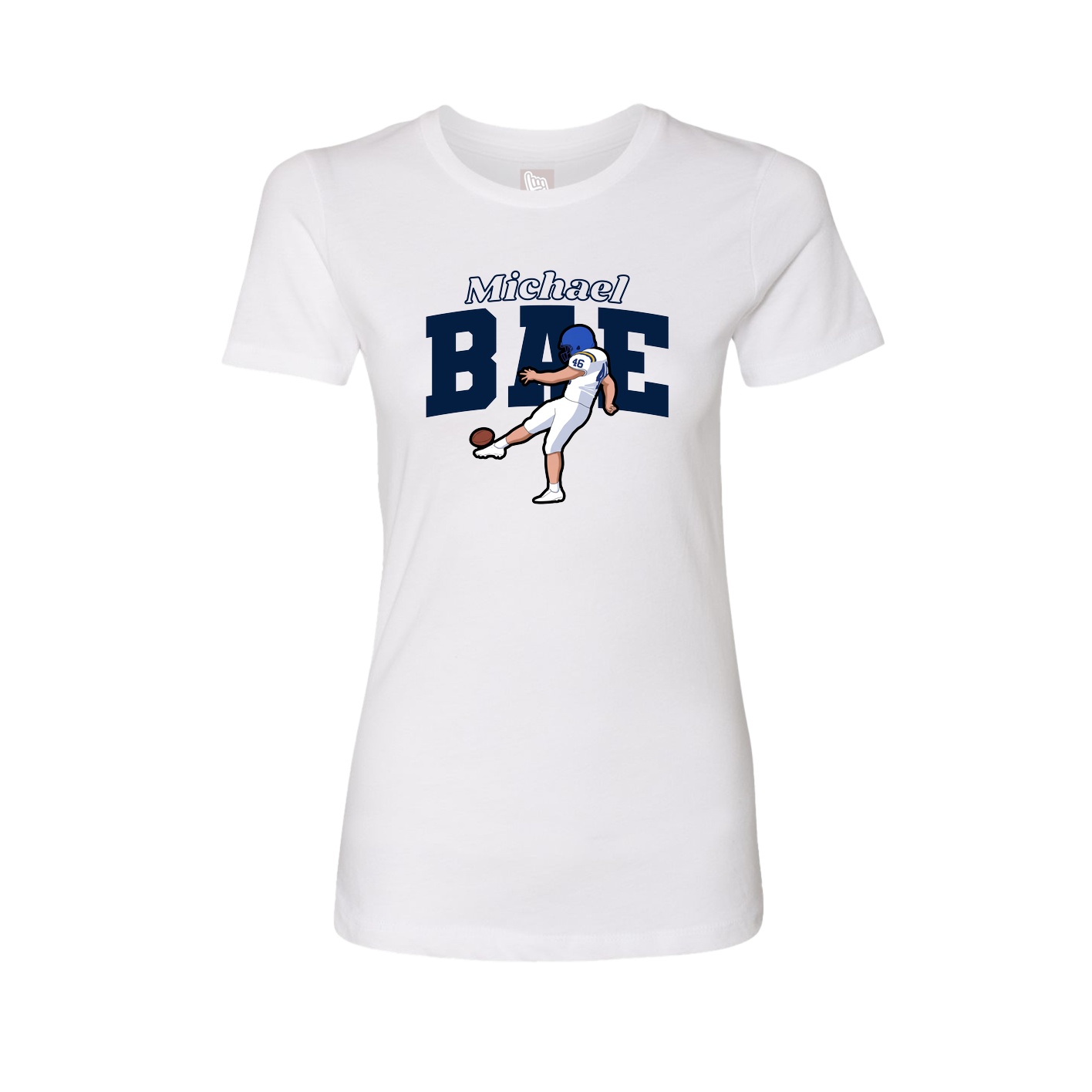 Fitted Women's Tee — Name Arch in White