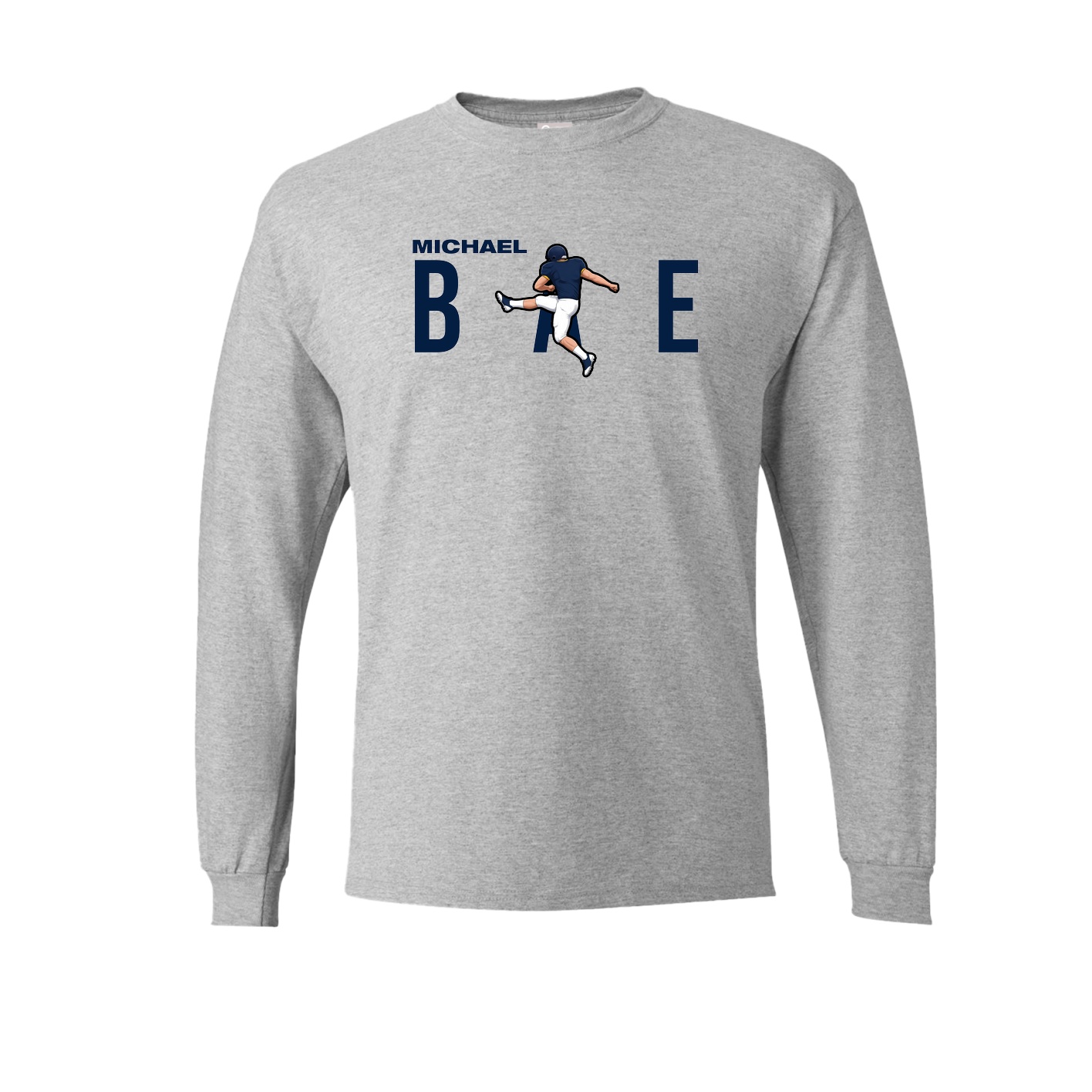 Long Sleeve Tee — Player Name in Grey