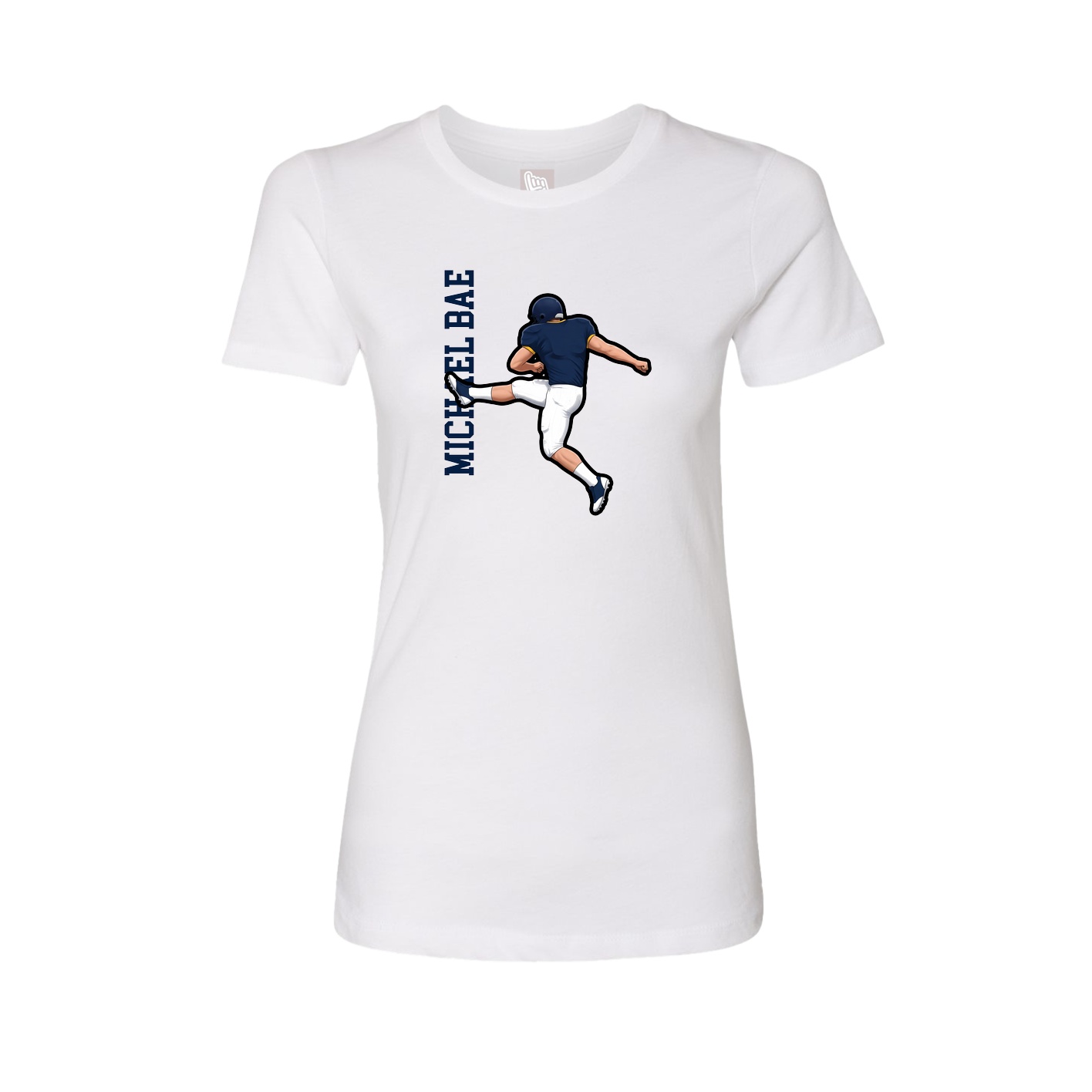 Fitted Women's Tee — Name Vertical in White