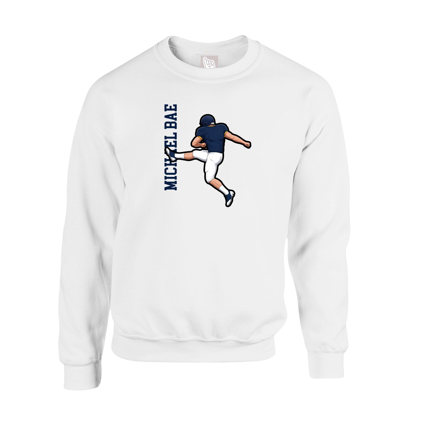 Fleece Crew — Name Vertical in White