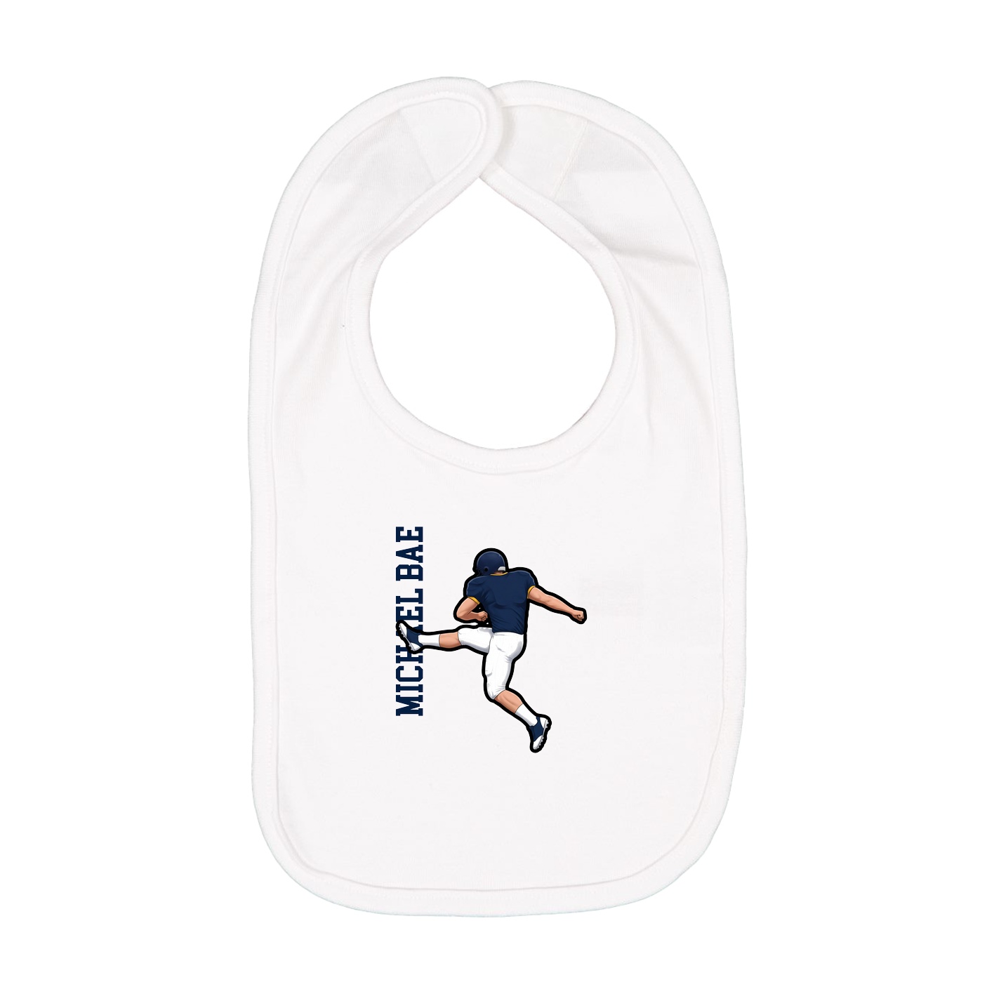 Infant Bib — Name Vertical in White