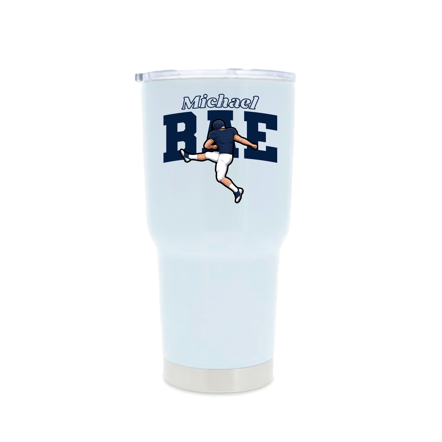 30oz Stainless Steel Tumbler — Name Arch in White