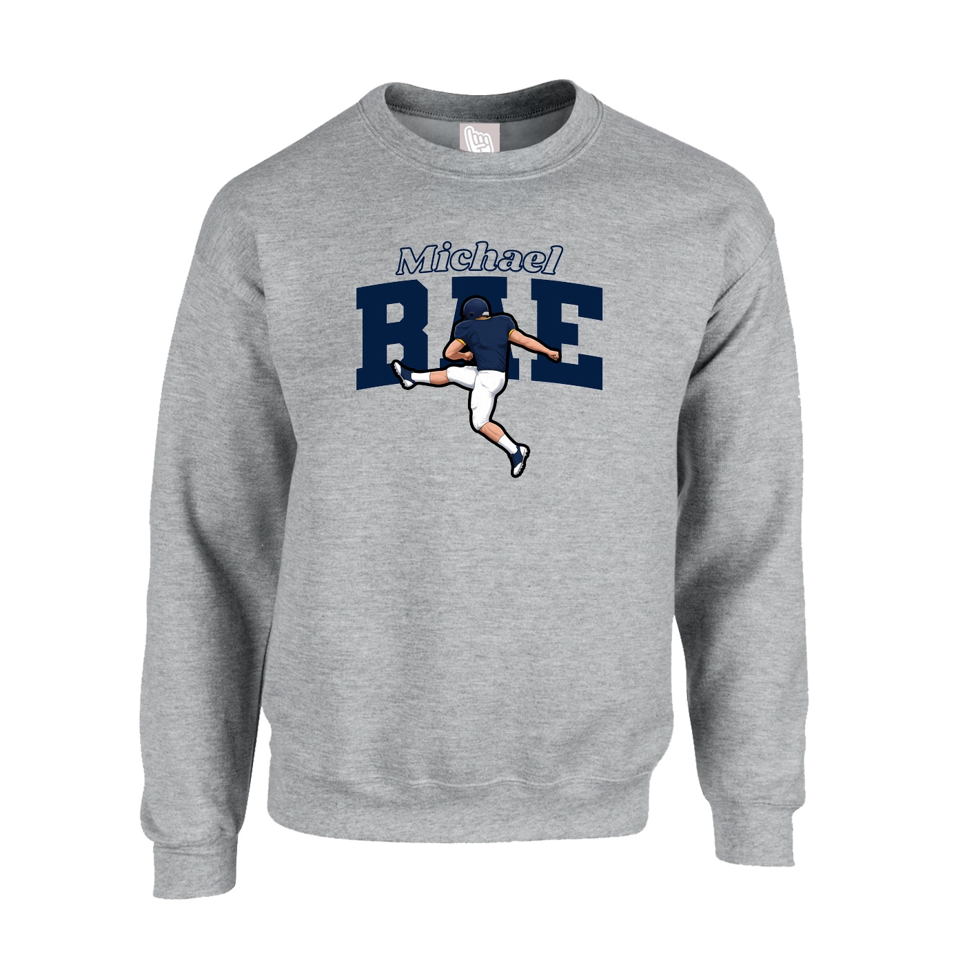 Fleece Crew — Name Arch in Grey