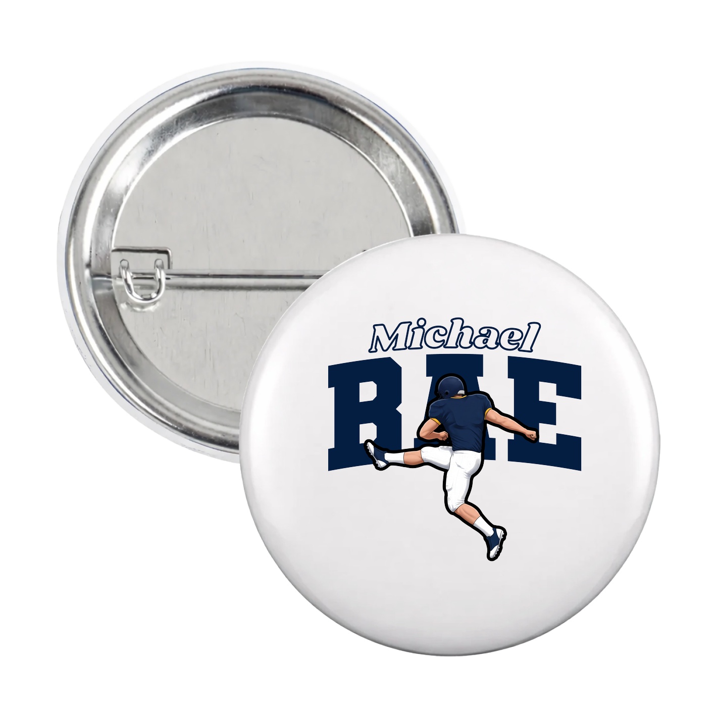 Game Day Button — Name Arch in White