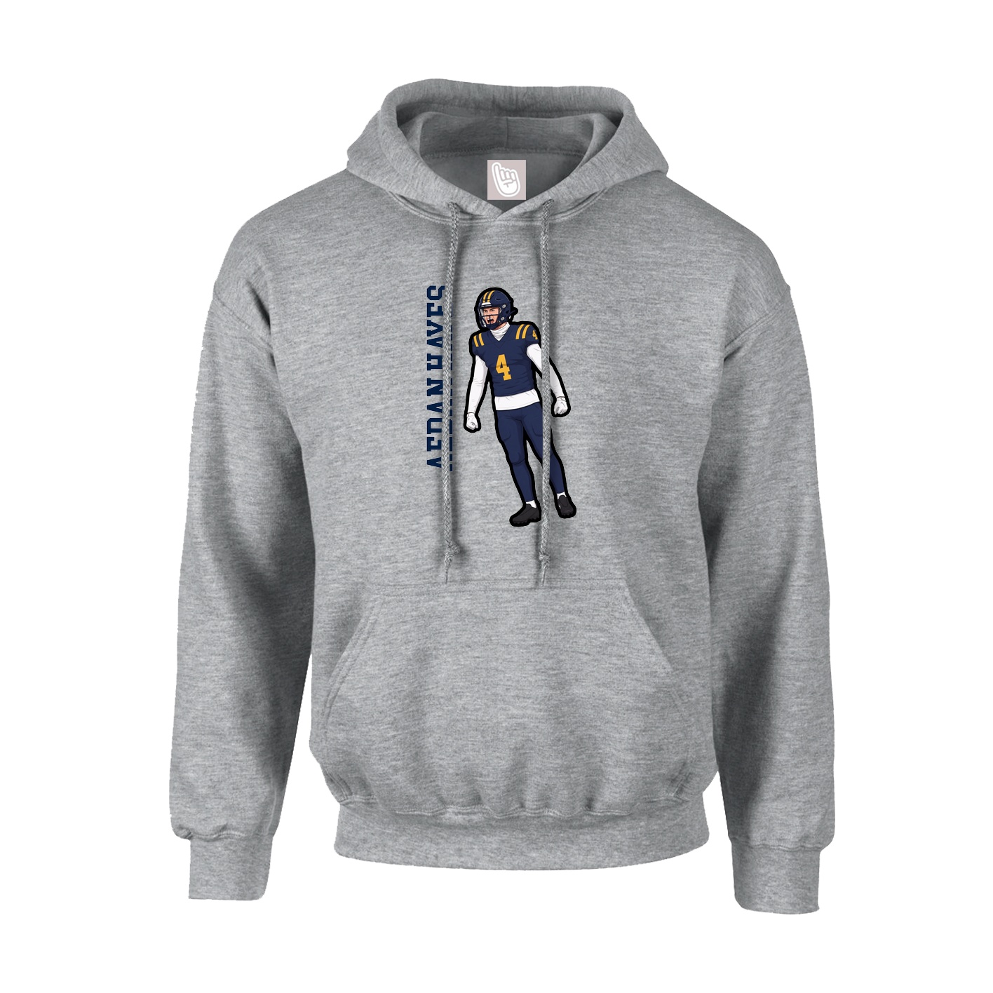 Youth Hoodie — Name Vertical in Grey