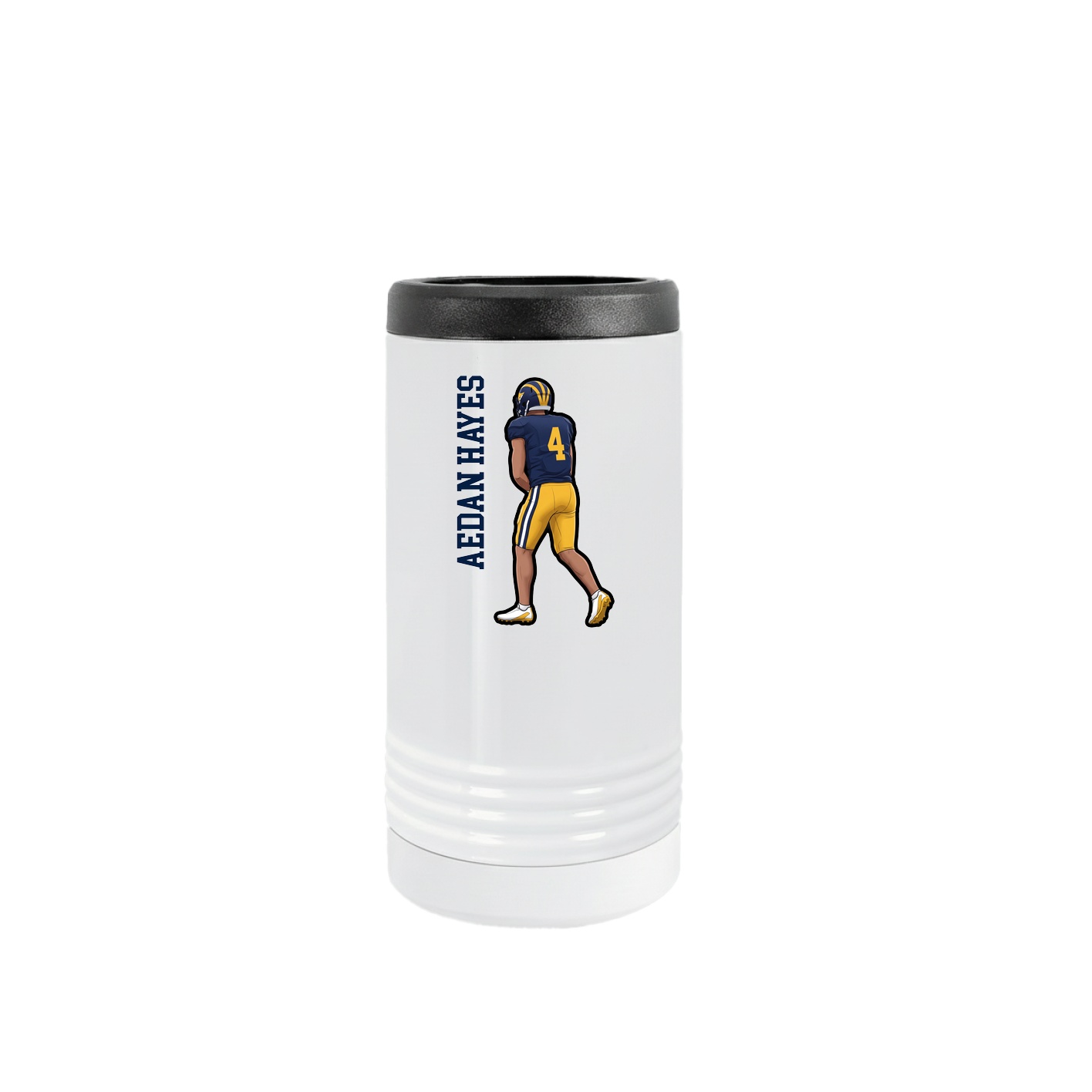 Slim Beverage Holder — Name Vertical in White