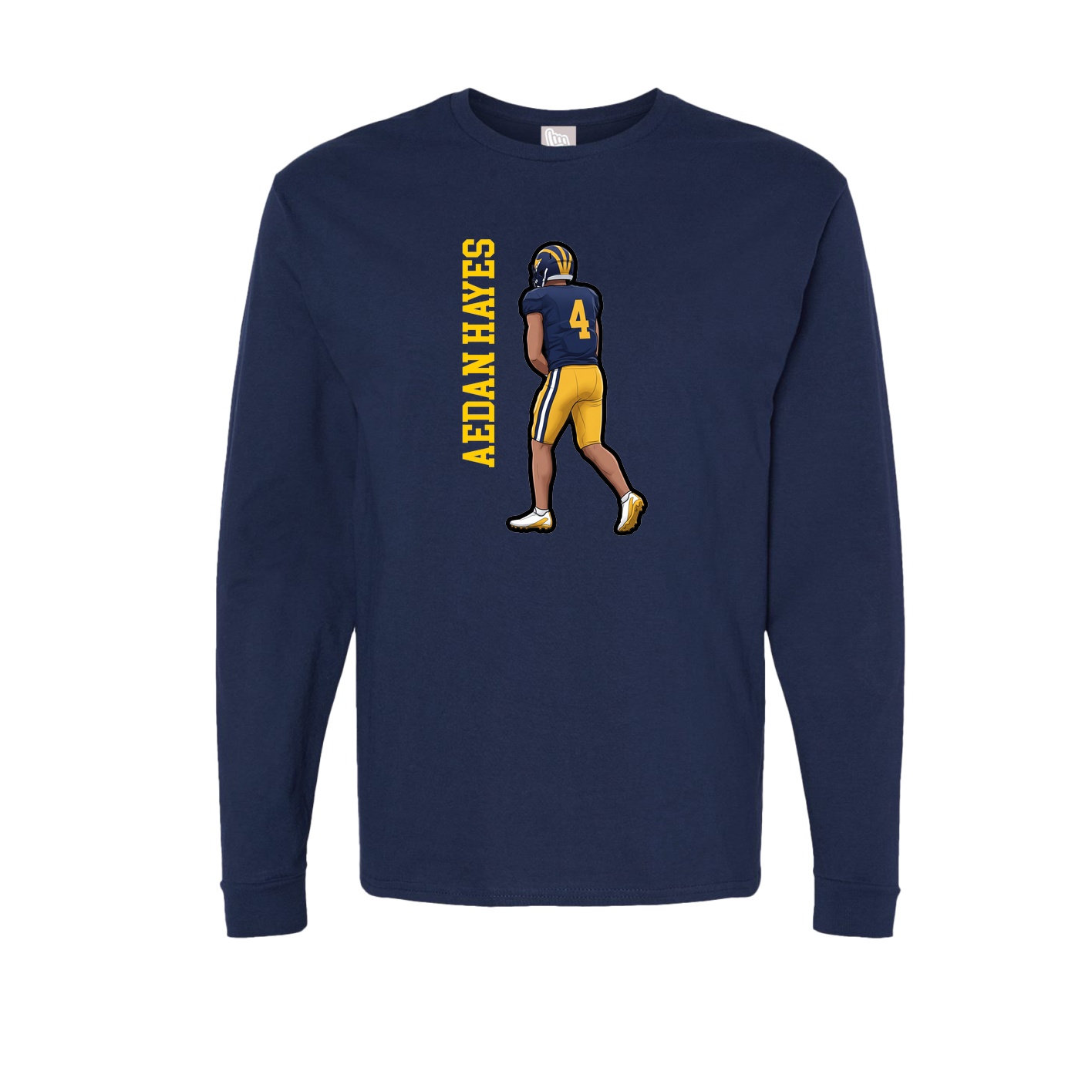 Long Sleeve Tee — Name Vertical in Navy