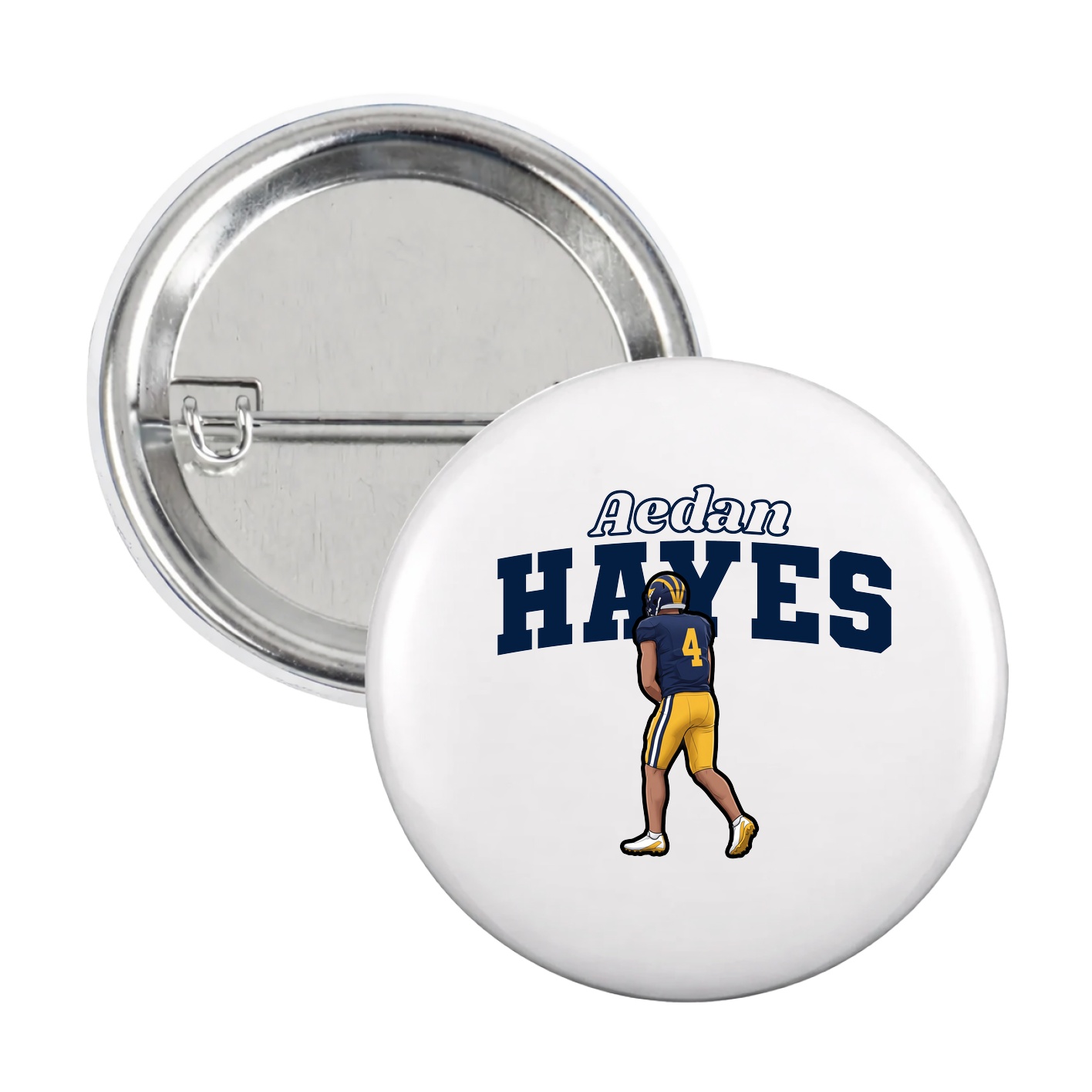 Game Day Button — Name Arch in White