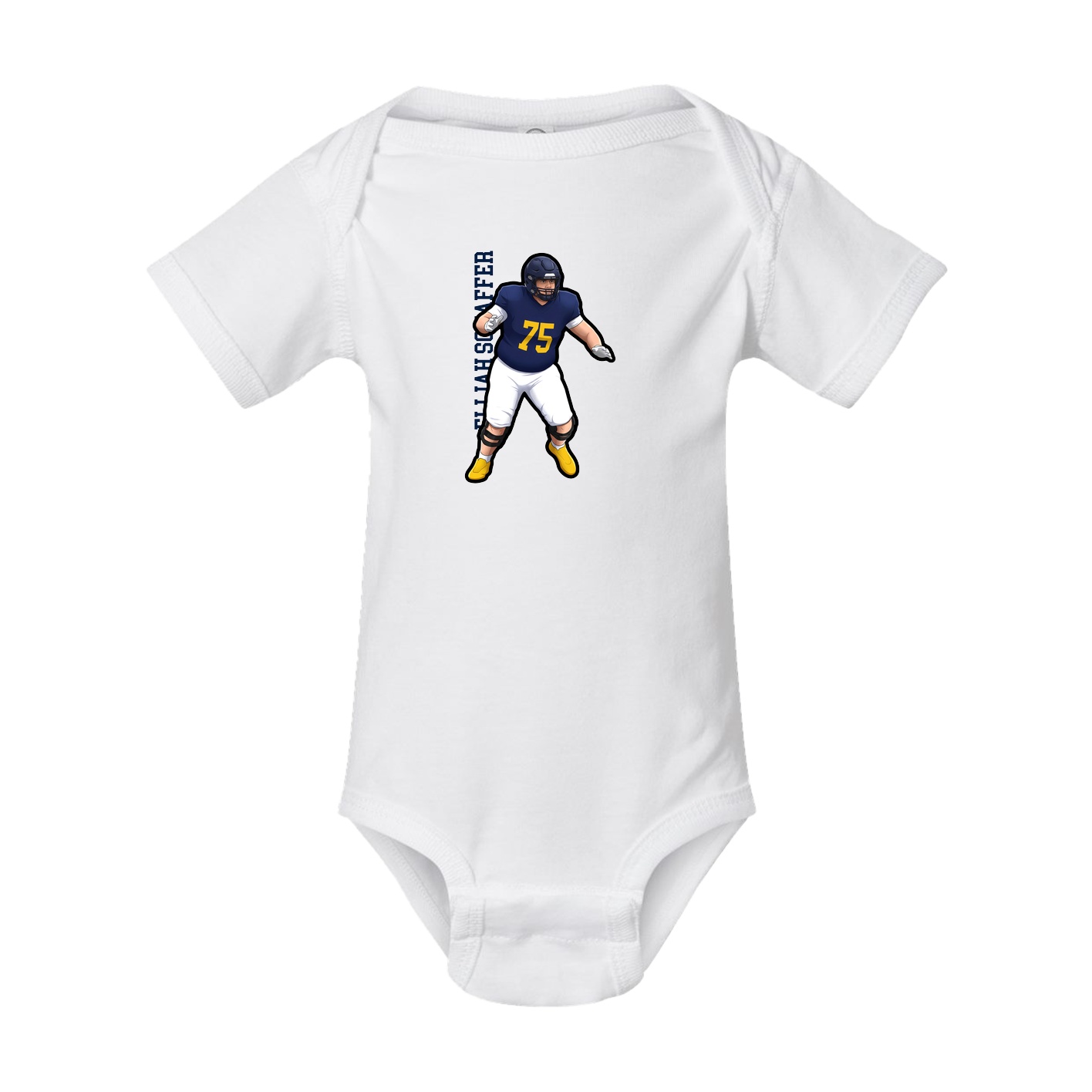 Baby Onesie — Name Vertical in White