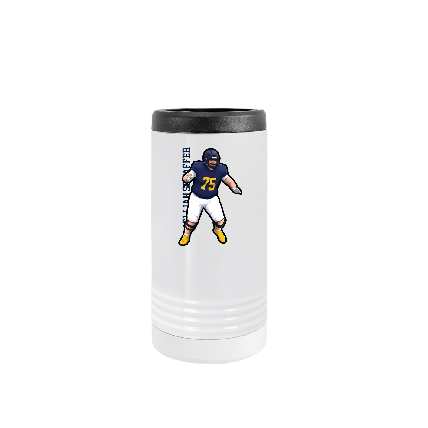 Slim Beverage Holder — Name Vertical in White