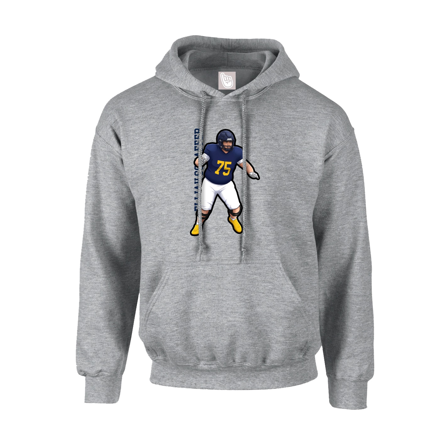 Hoodie — Name Vertical in Grey