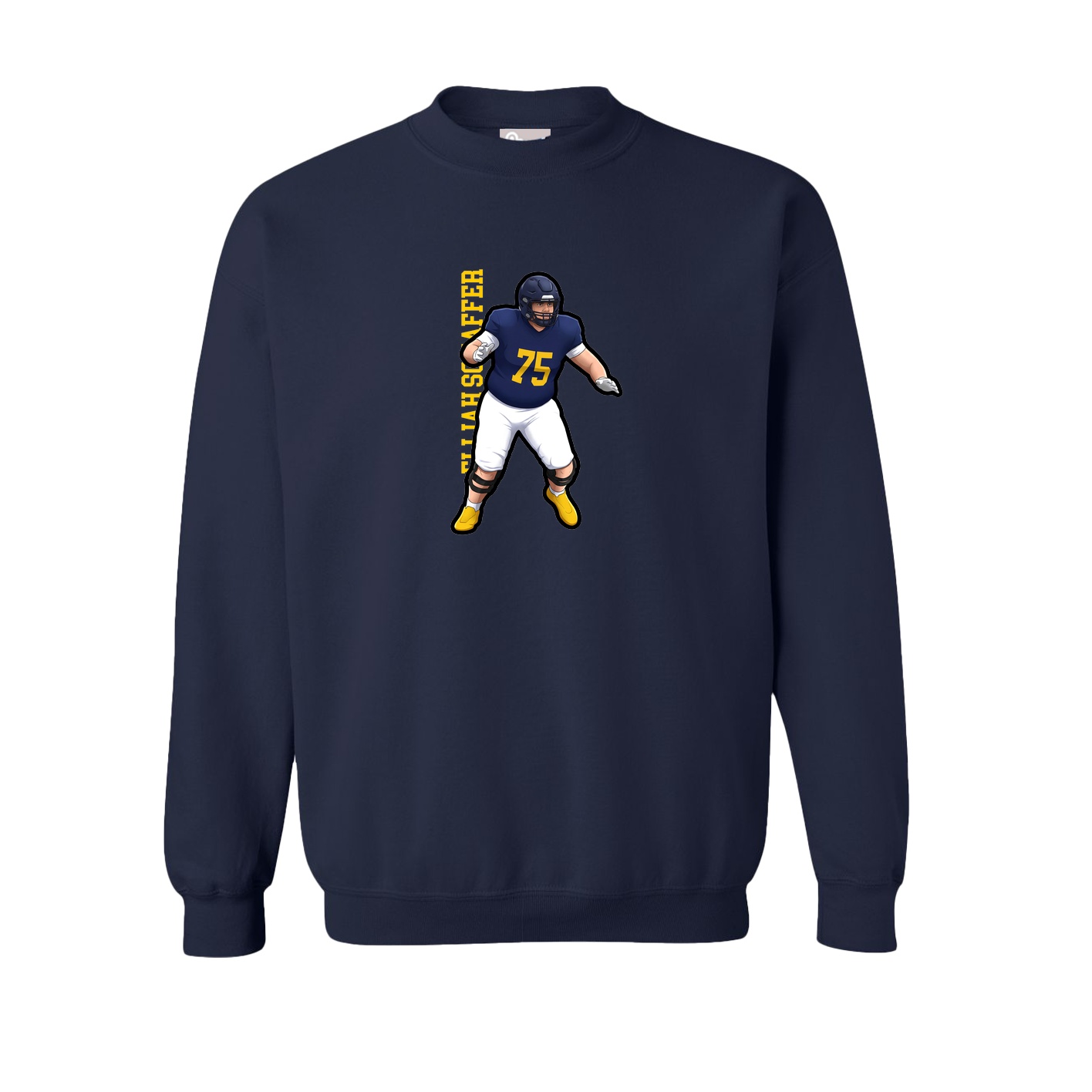 Fleece Crew — Name Vertical in Navy