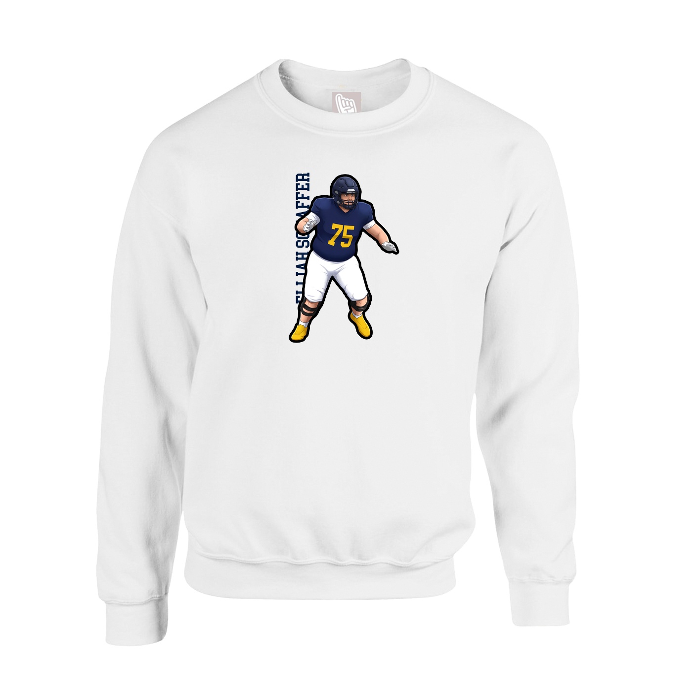 Fleece Crew — Name Vertical in White