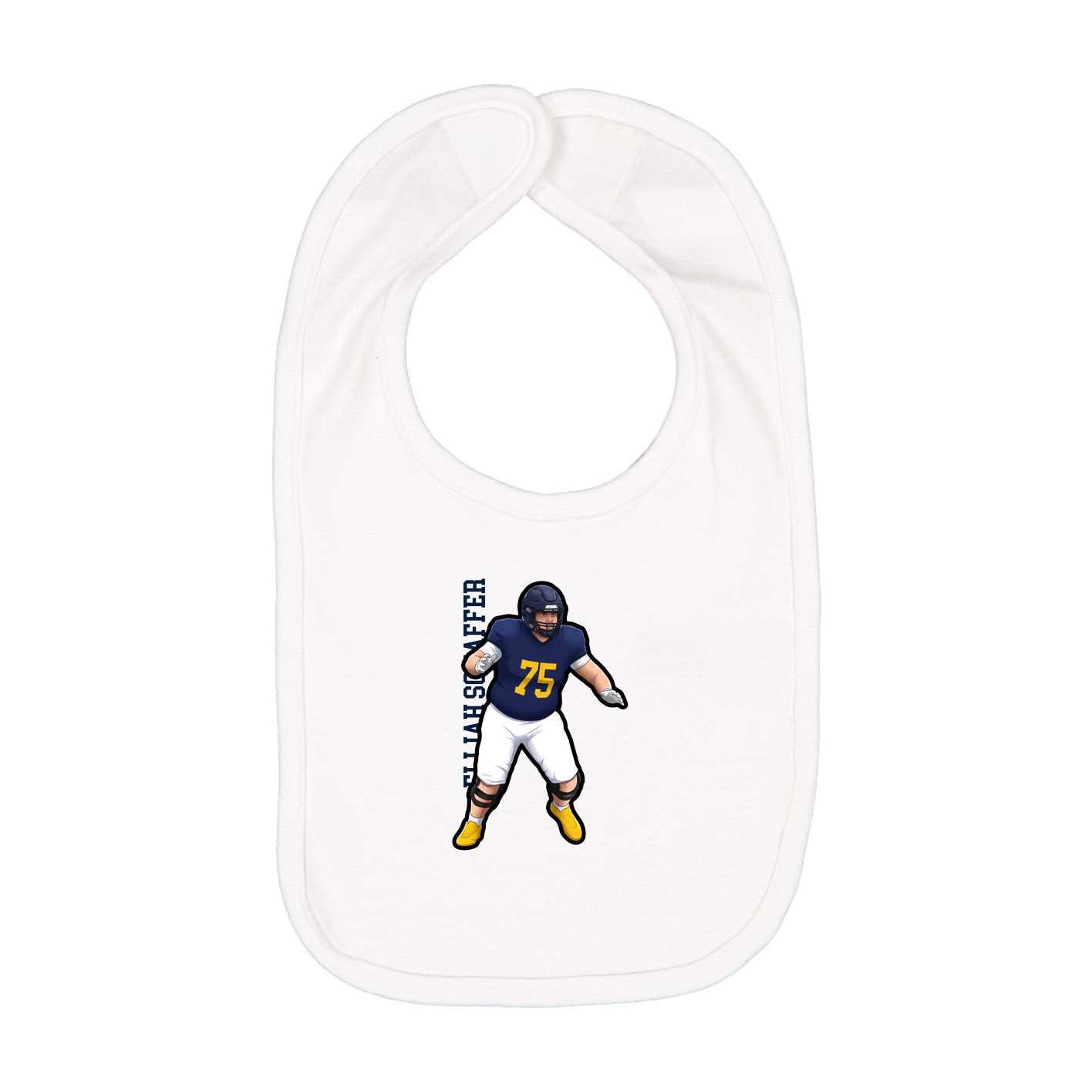 Infant Bib — Name Vertical in White