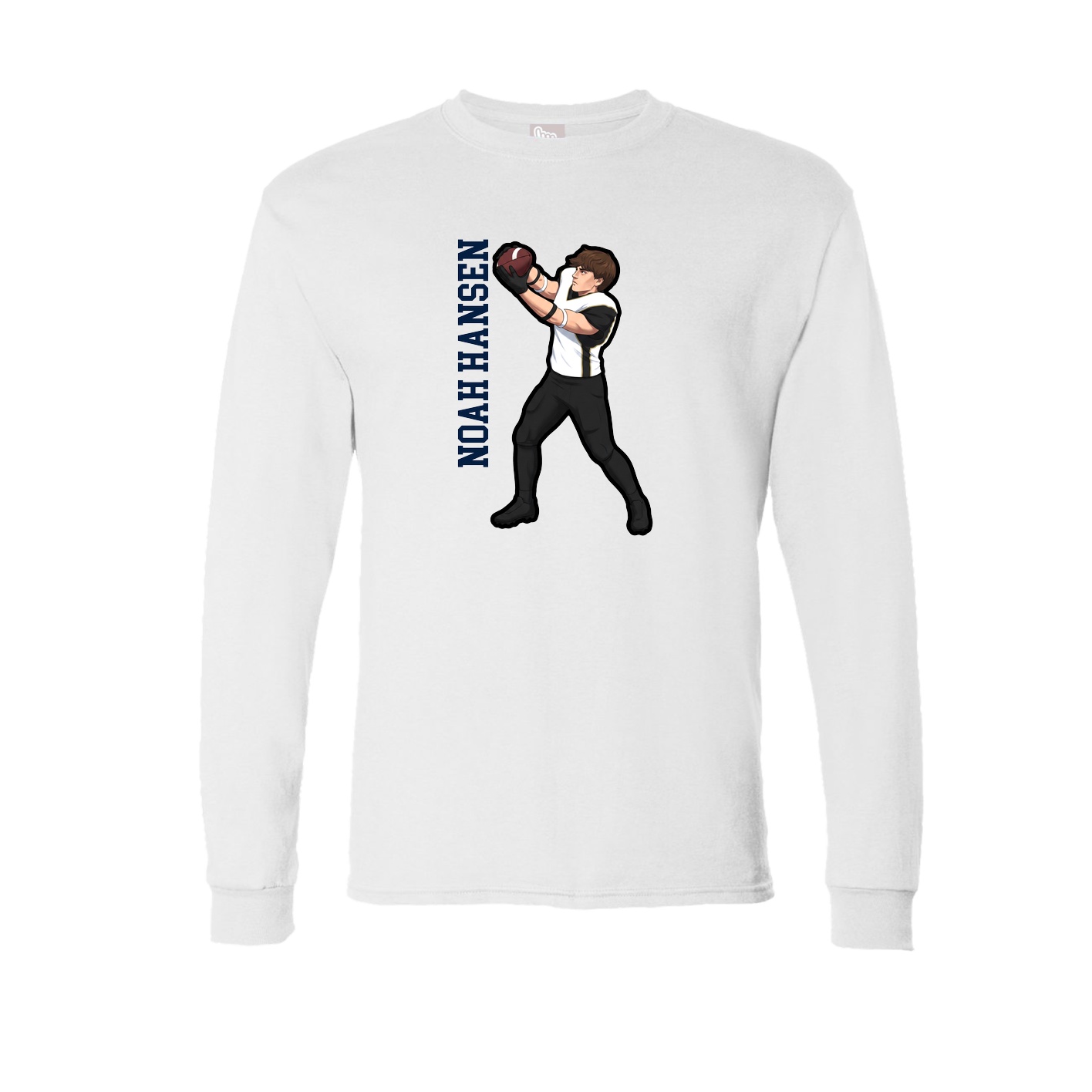 Long Sleeve Tee — Name Vertical in White