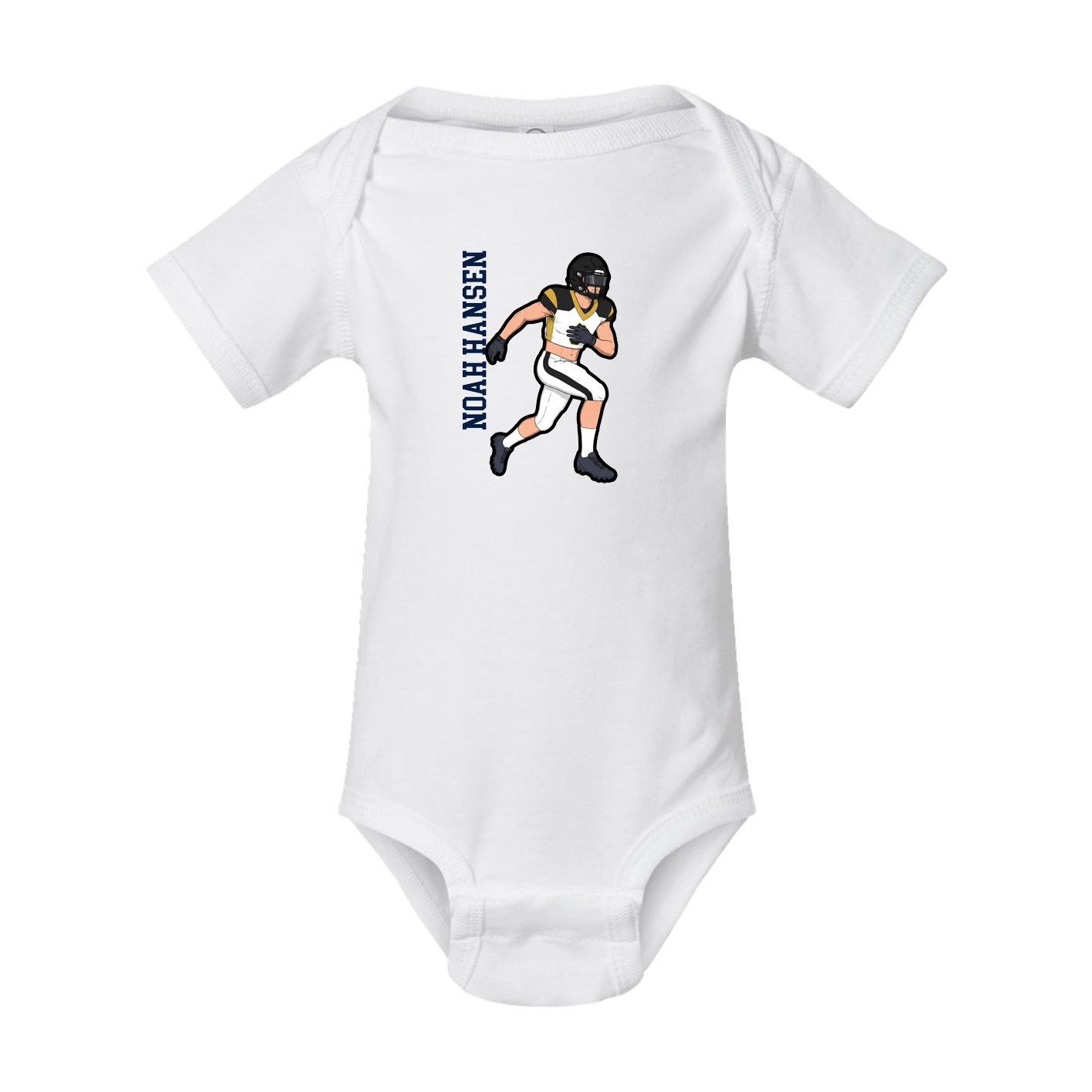 Baby Onesie — Name Vertical in White