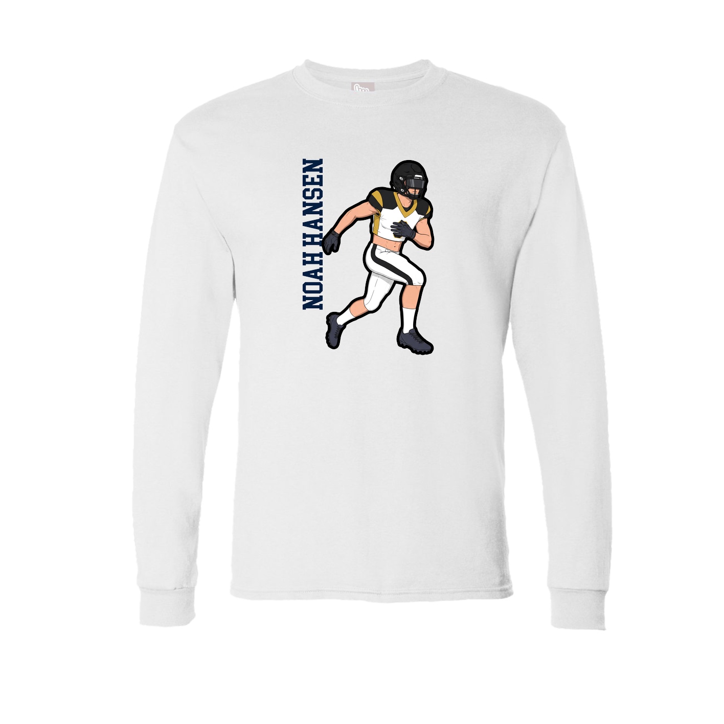 Long Sleeve Tee — Name Vertical in White