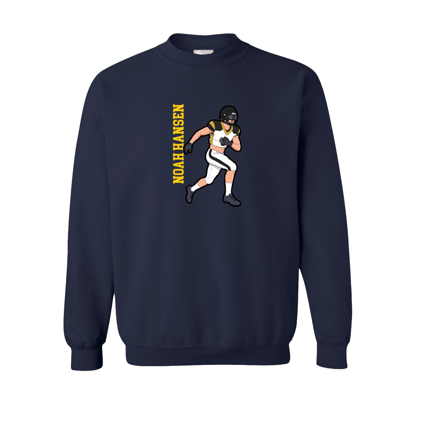 Fleece Crew — Name Vertical in Navy