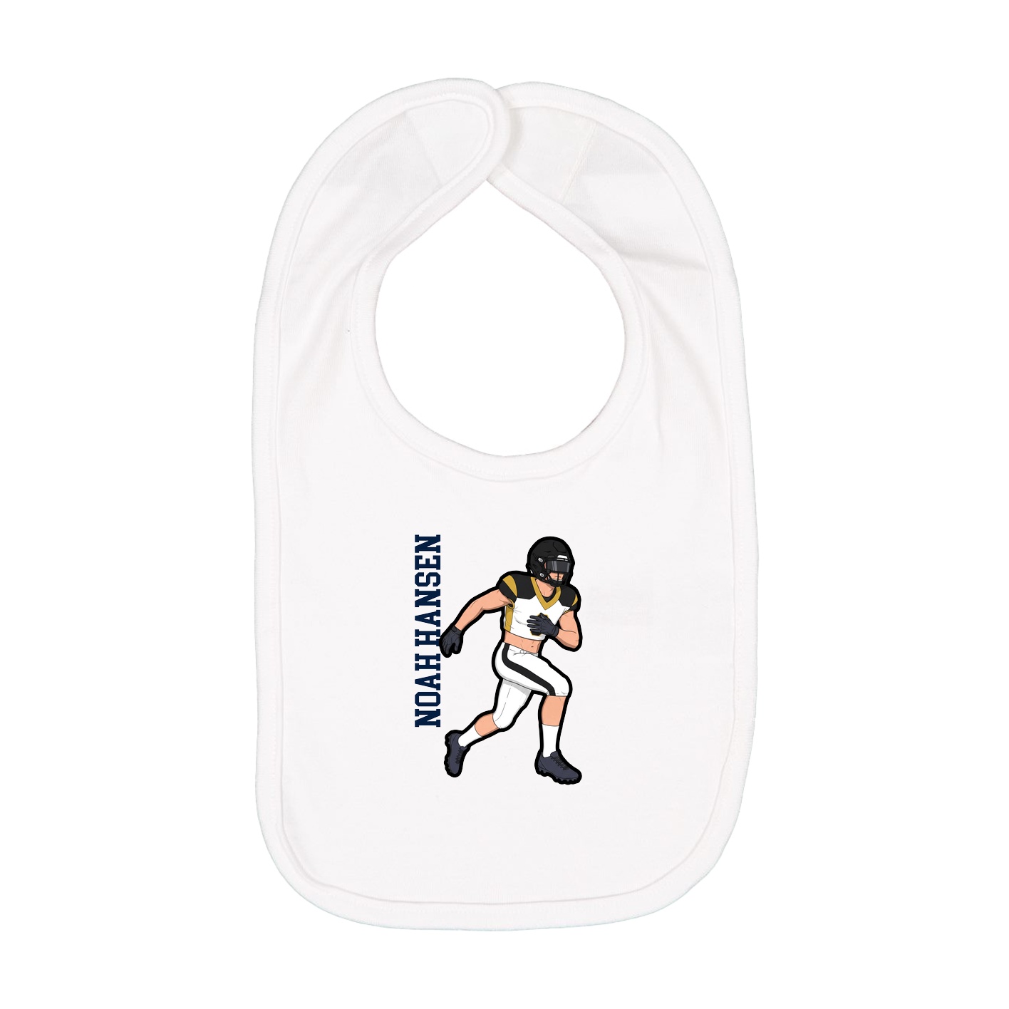 Infant Bib — Name Vertical in White