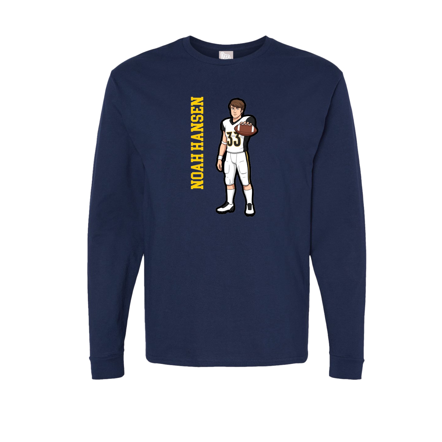 Long Sleeve Tee — Name Vertical in Navy