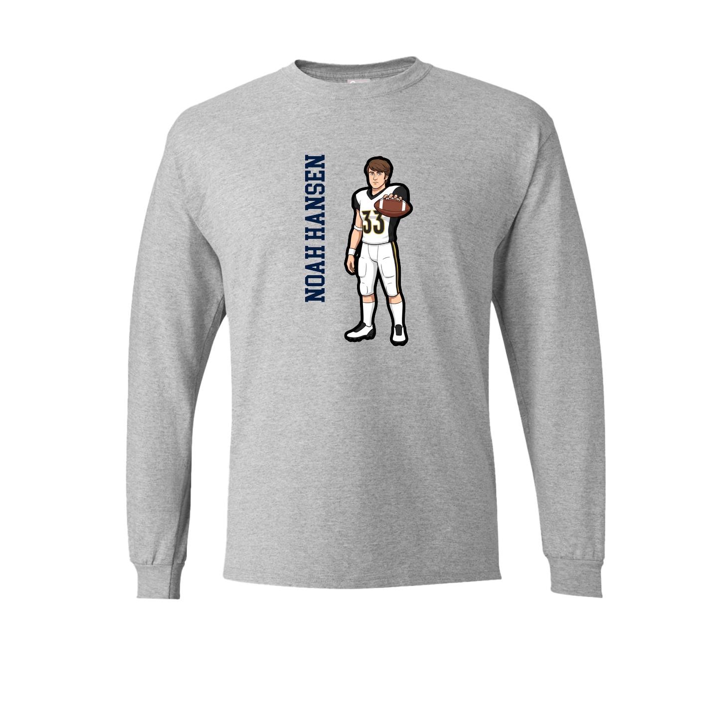 Long Sleeve Tee — Name Vertical in Grey