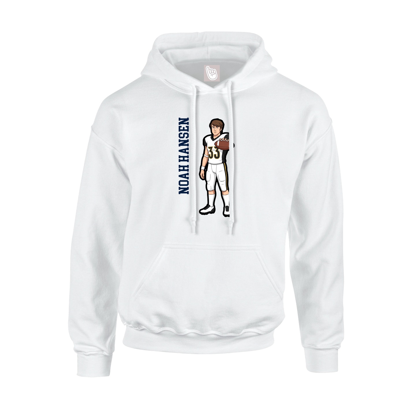 Youth Hoodie — Name Vertical in White