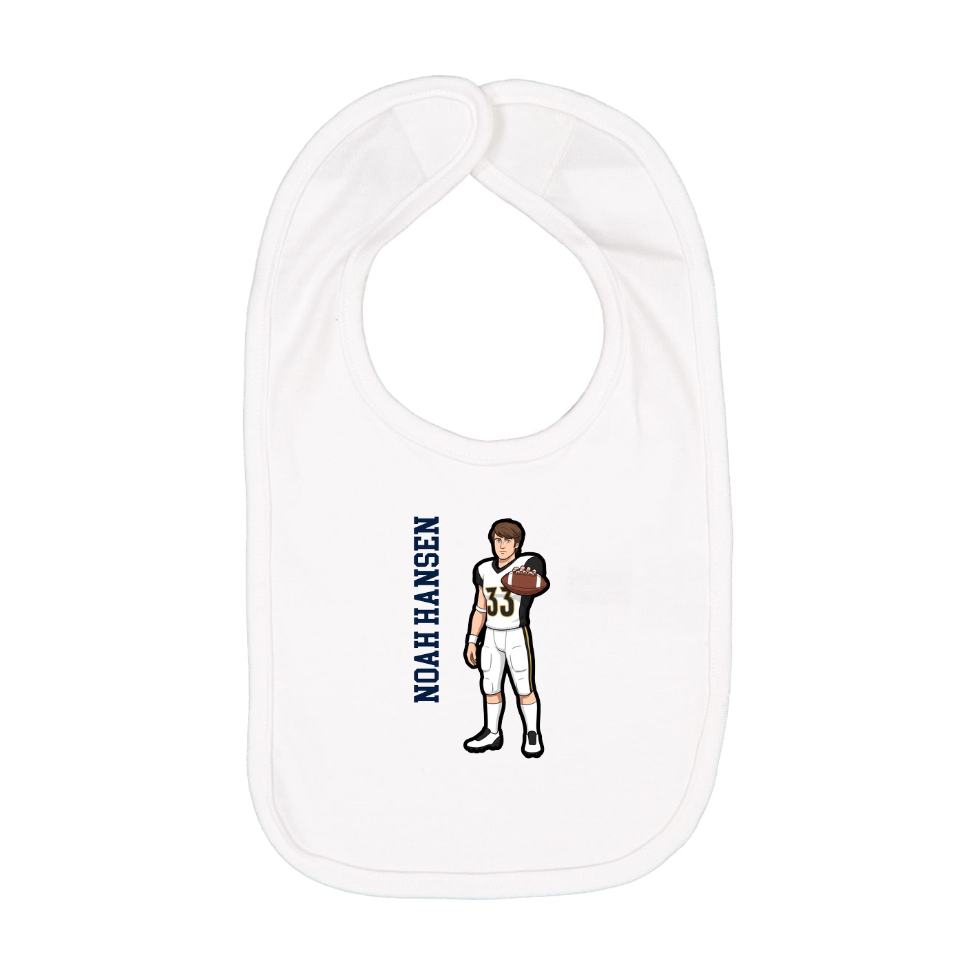 Infant Bib — Name Vertical in White