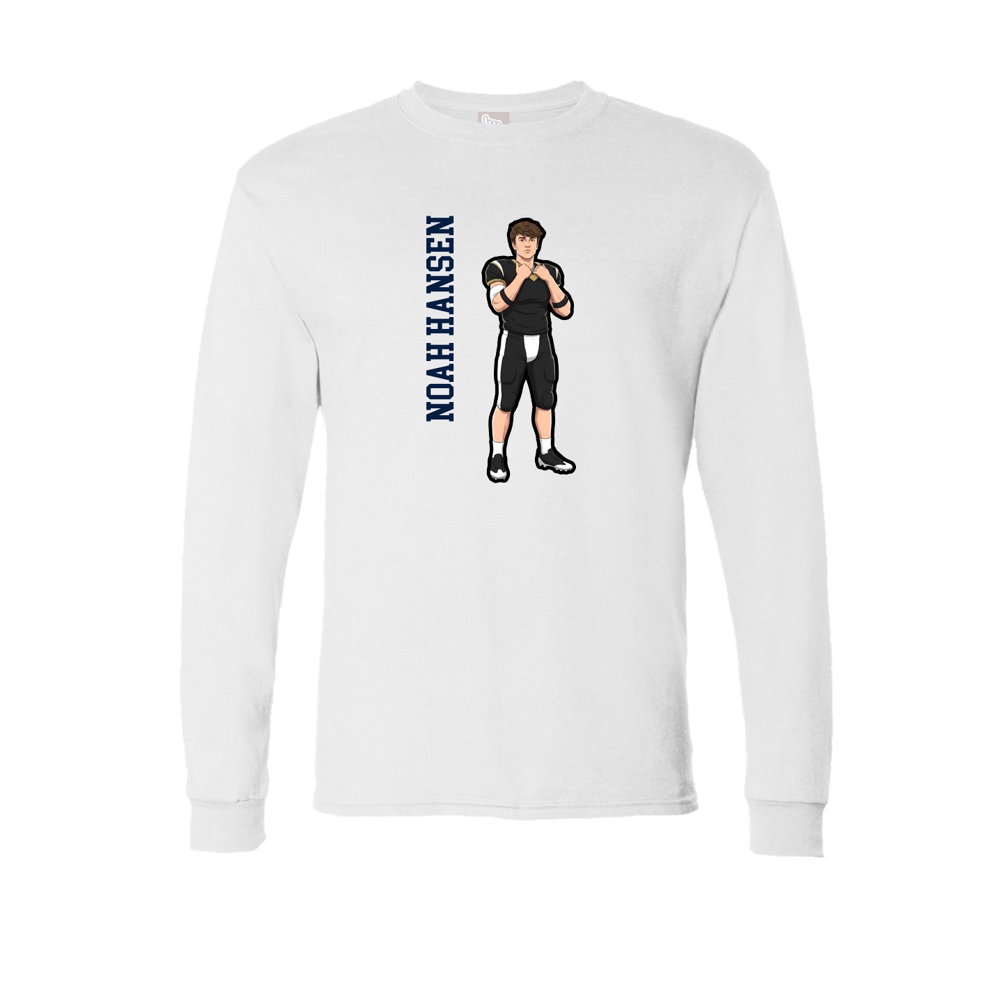 Long Sleeve Tee — Name Vertical in White