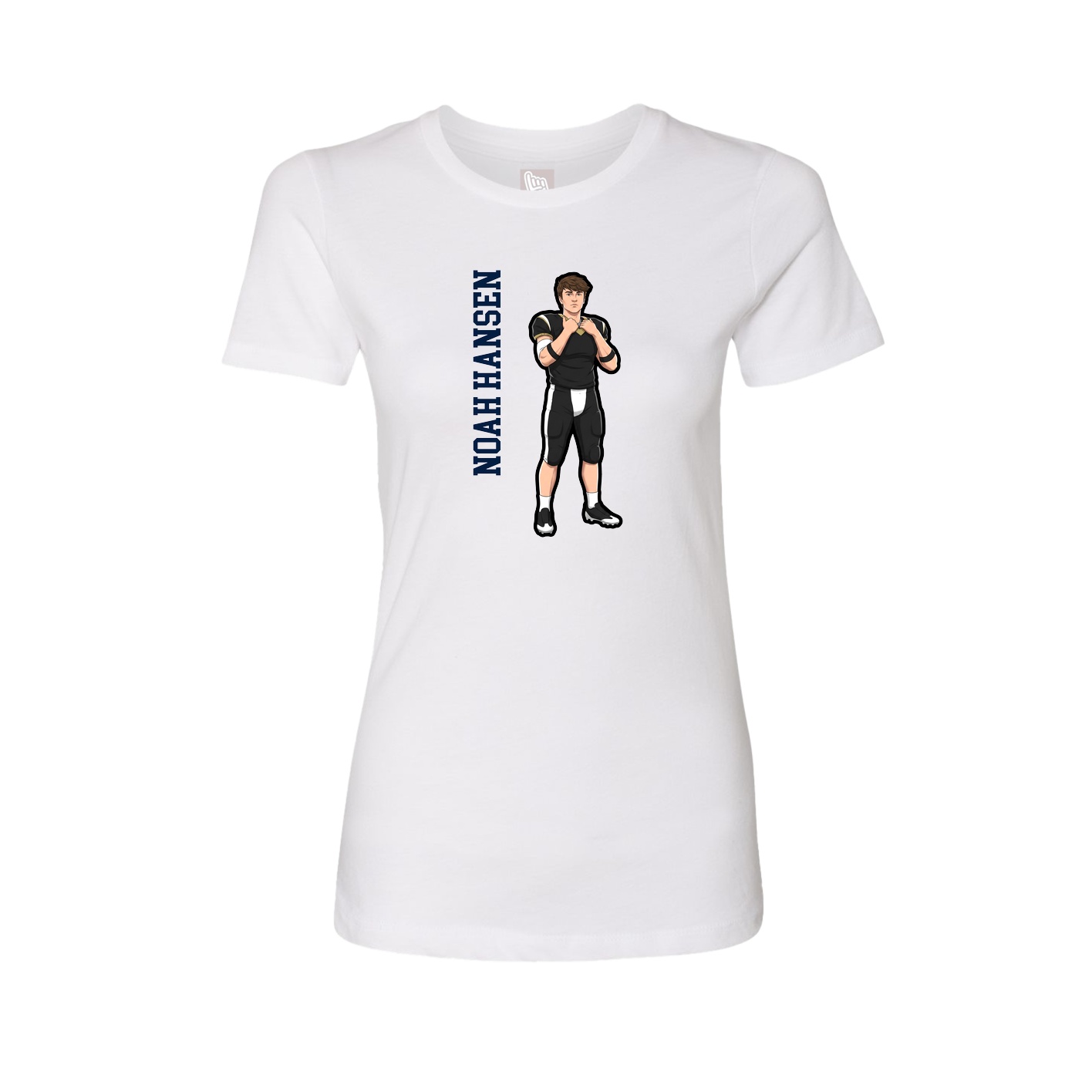 Womens Tee — Name Vertical in White