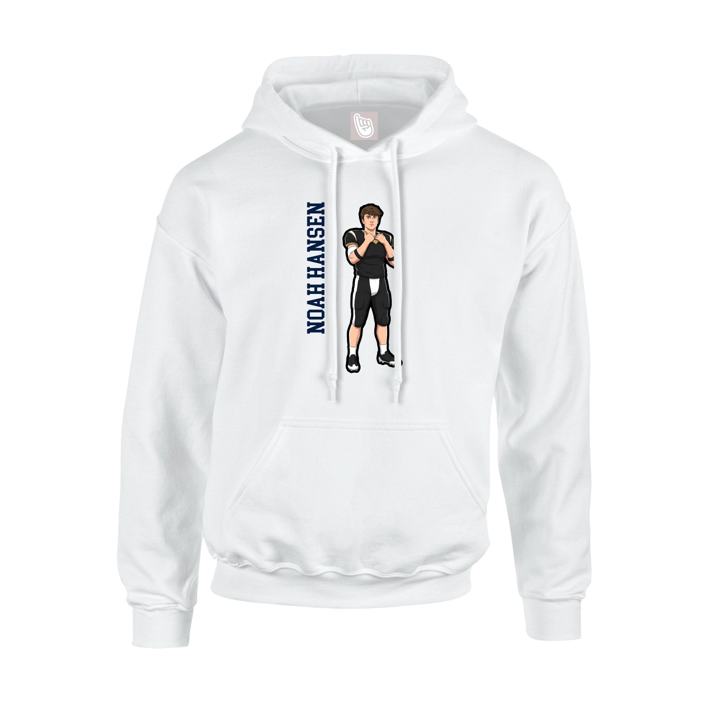 Youth Hoodie — Name Vertical in White