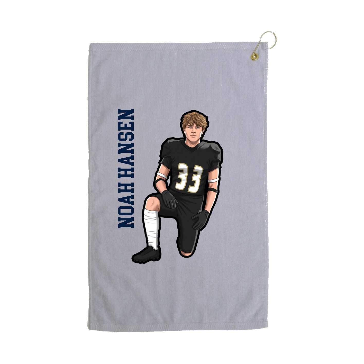 Golf Towel — Name Vertical in Grey