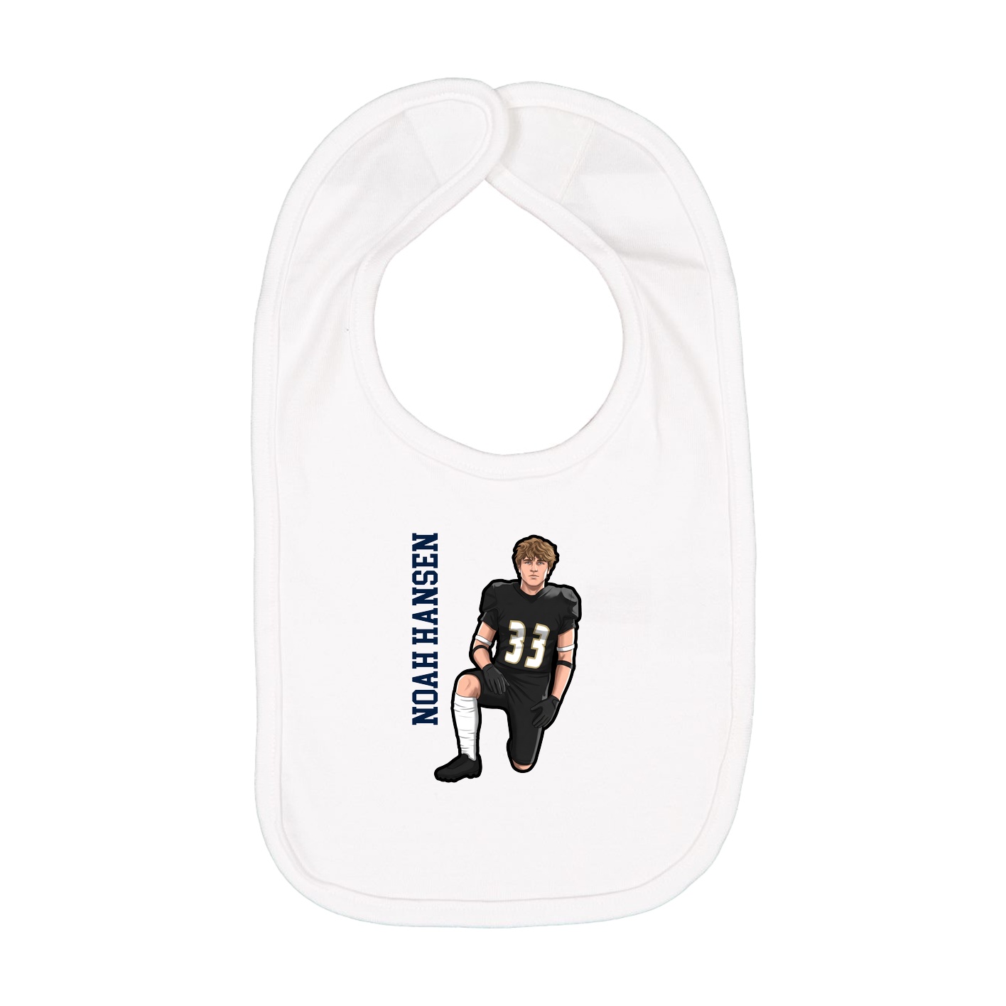 Infant Bib — Name Vertical in White
