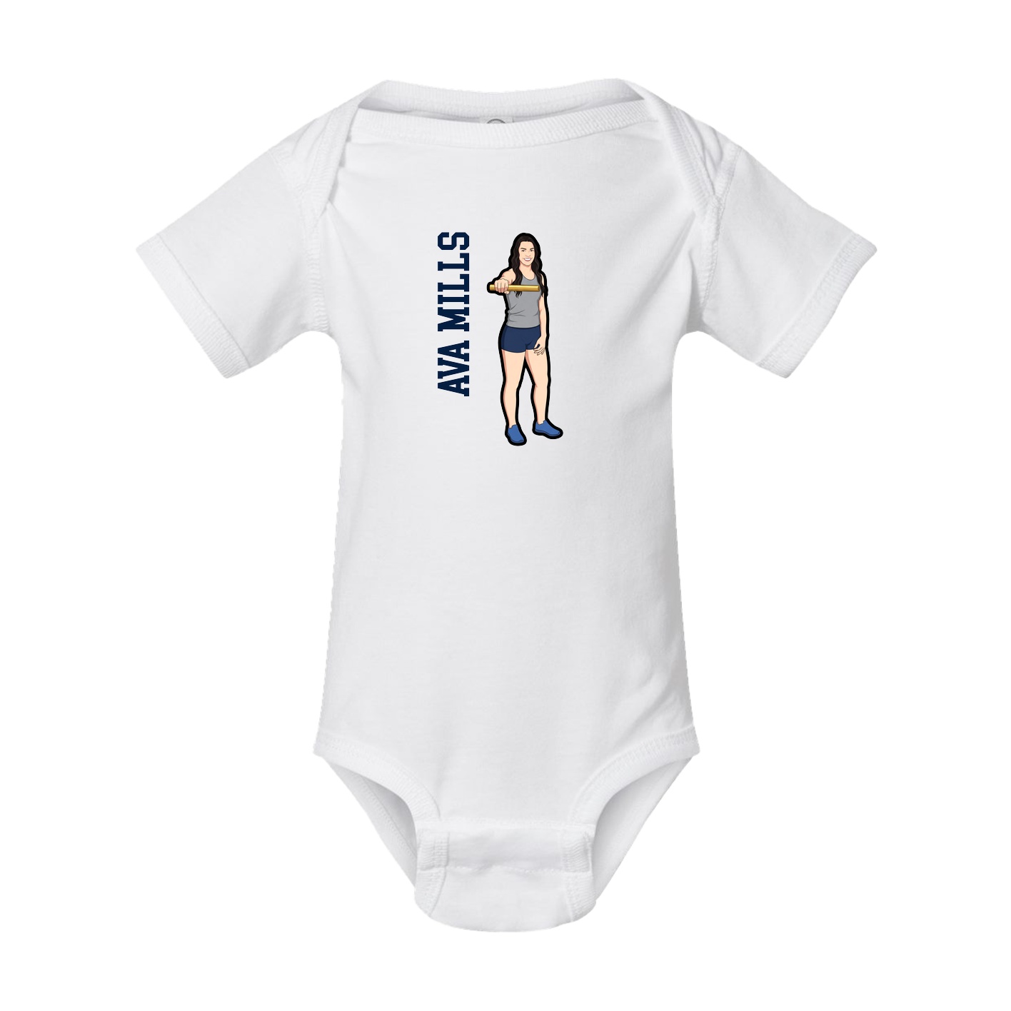 Baby Onesie — Name Vertical in White