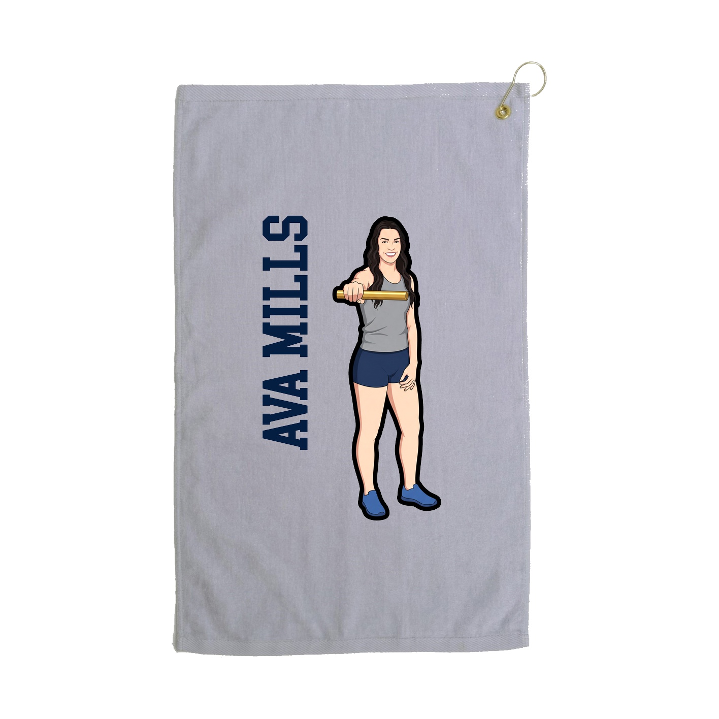 Golf Towel — Name Vertical in Grey