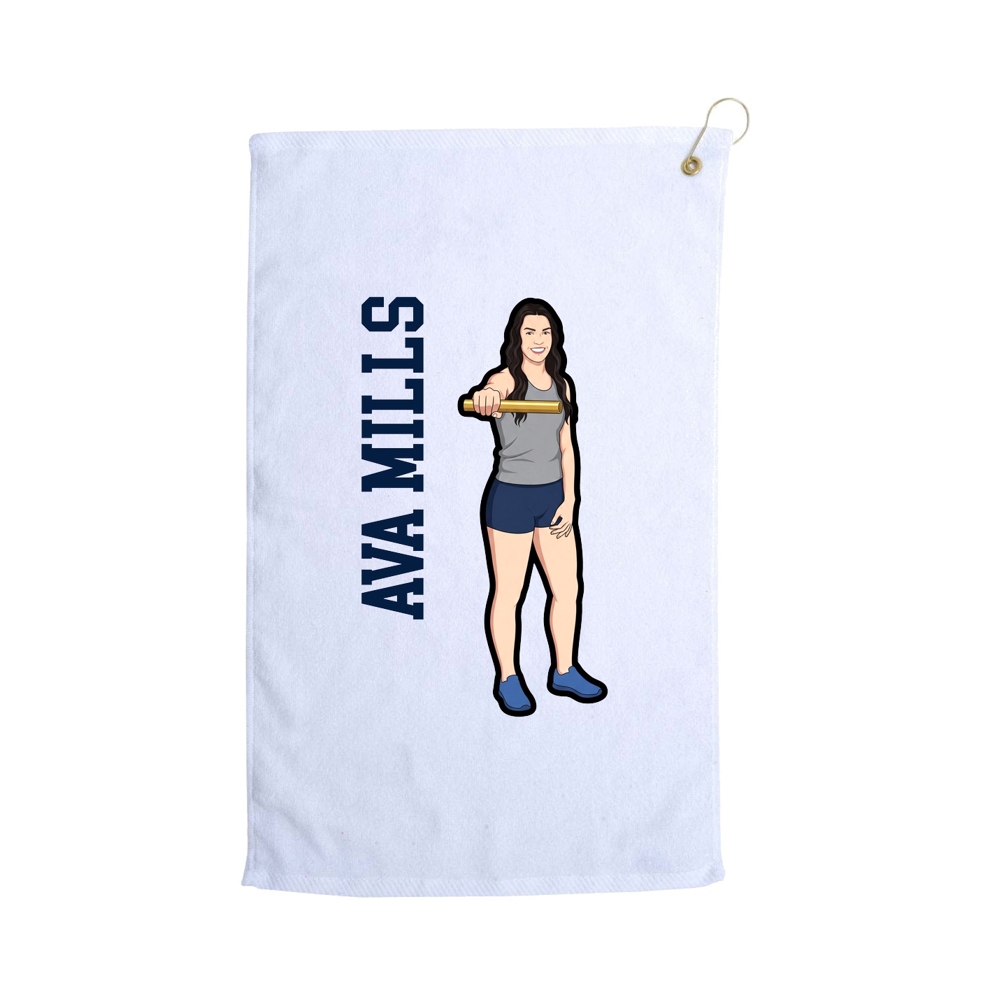 Golf Towel — Name Vertical in White