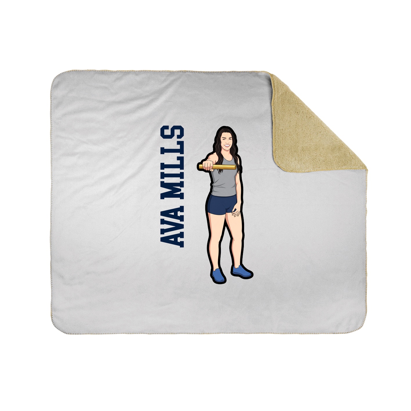 Throw Blanket — Name Vertical in White