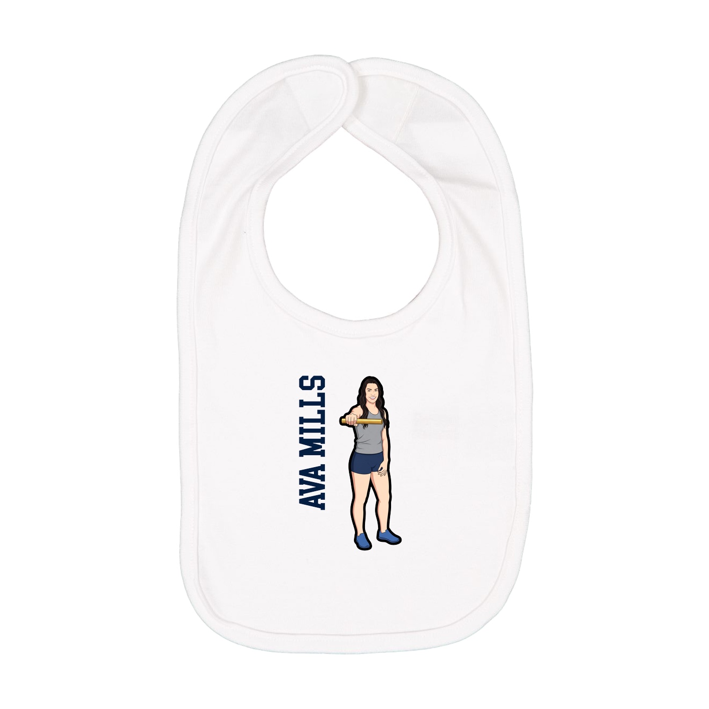 Infant Bib — Name Vertical in White
