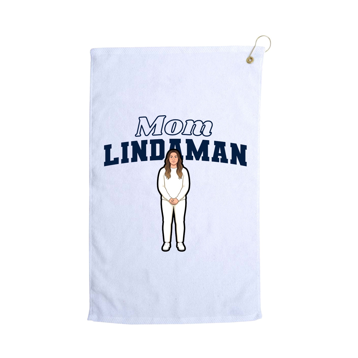 Golf Towel — Mothers Day Block in White